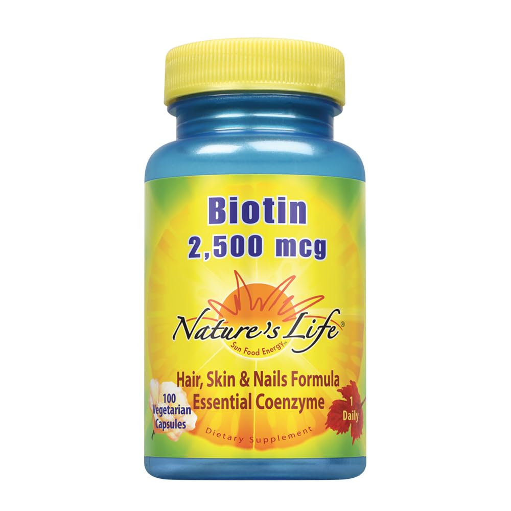 Biotina Nature's Life 2500mcg frasco con cápsulas vegetales