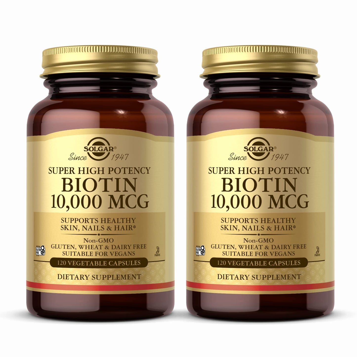 Biotina Solgar 10,000 mcg paquete de 2 para piel y cabello