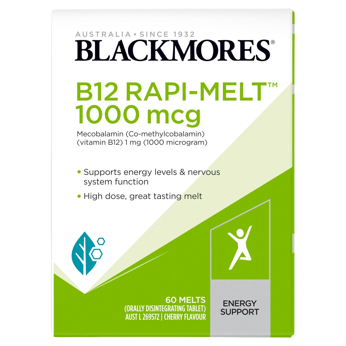 Caja Blackmores B12 Rapi-Melt 1000mcg, cereza