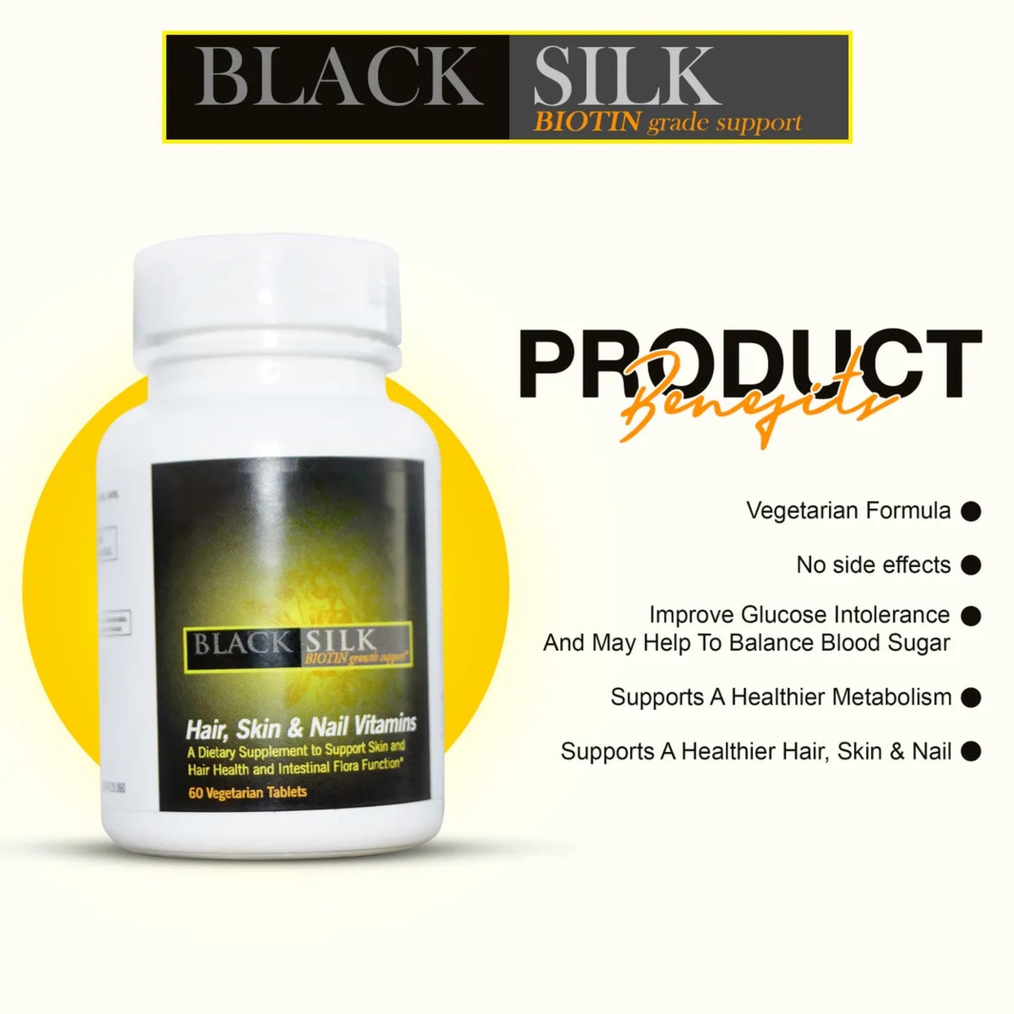 Caja del producto BLACKSILK vitaminas vegetarianas