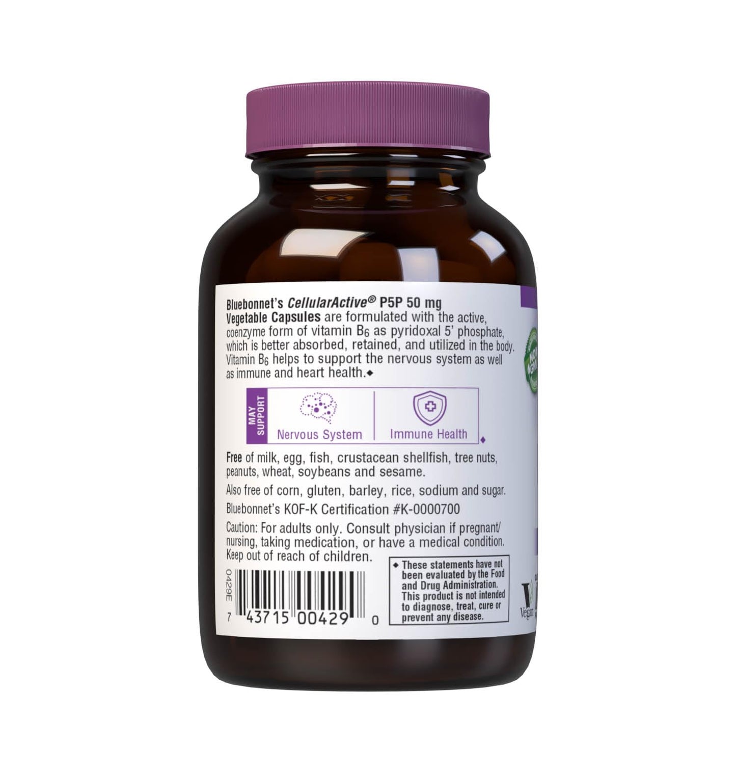 Bluebonnet CellularActive P-5-P cápsulas vegetarianas contenido