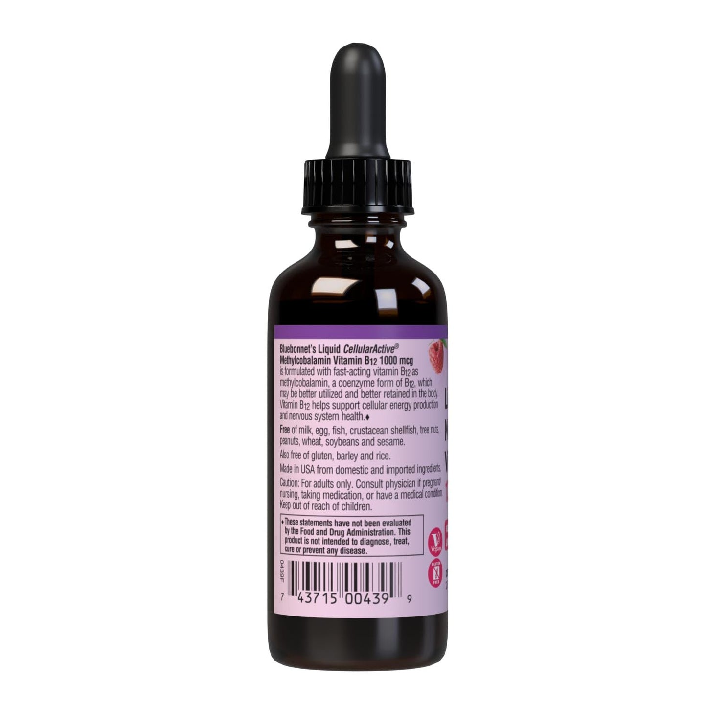 Bluebonnet gotas líquidas vitamina b12 para salud del sistema nervioso
