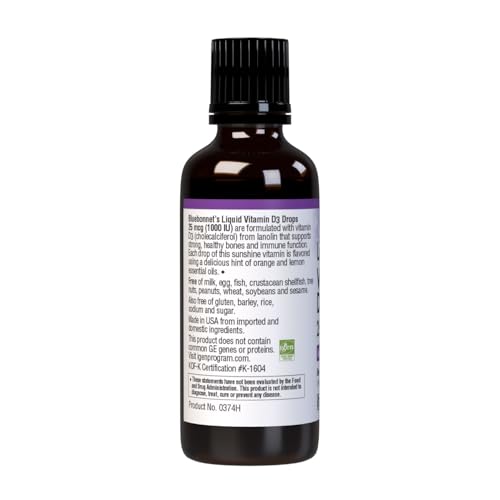BlueBonnet gotas líquidas vitamina D3 exterior caja