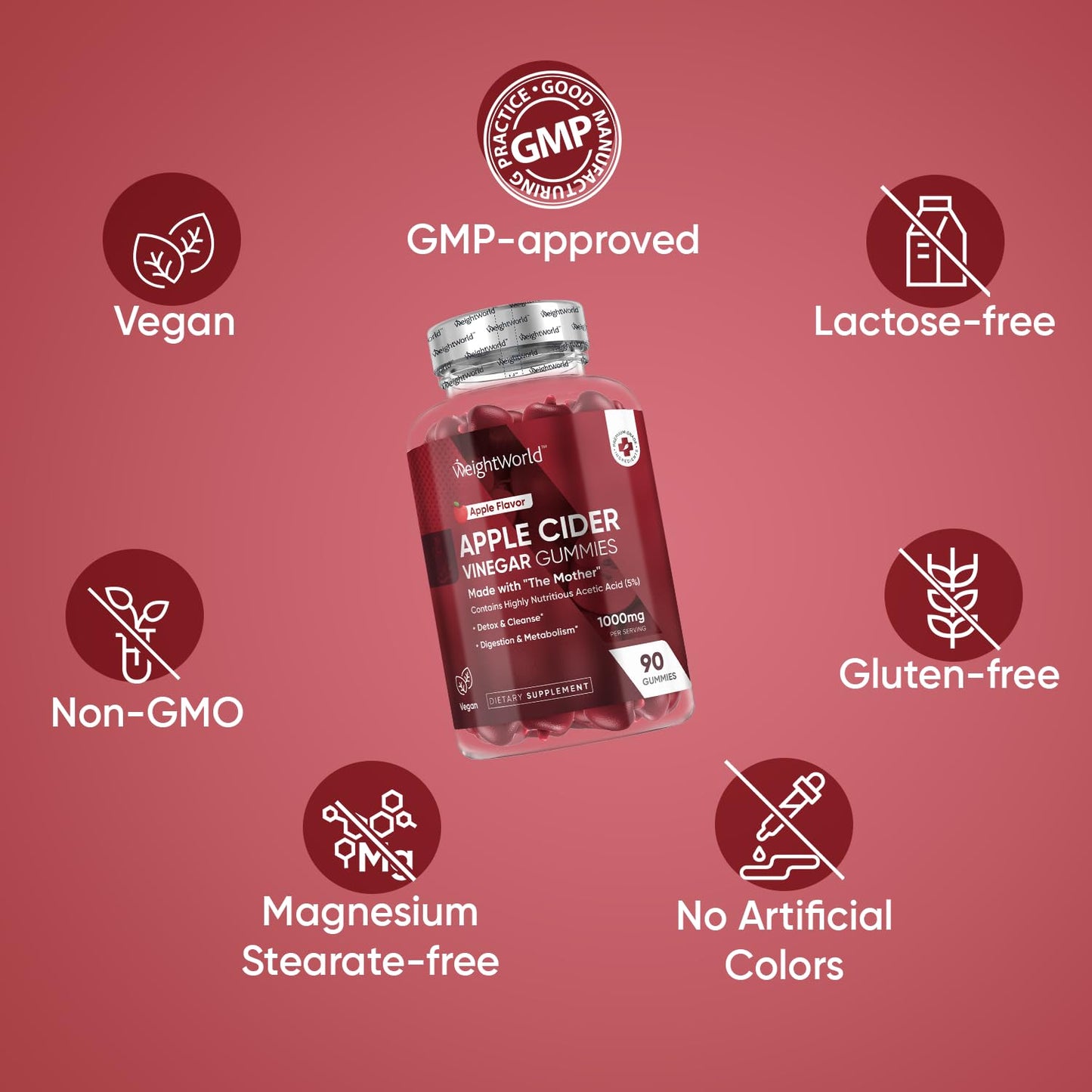 Bote cerrado gomitas WeightWorld vinagre de manzana