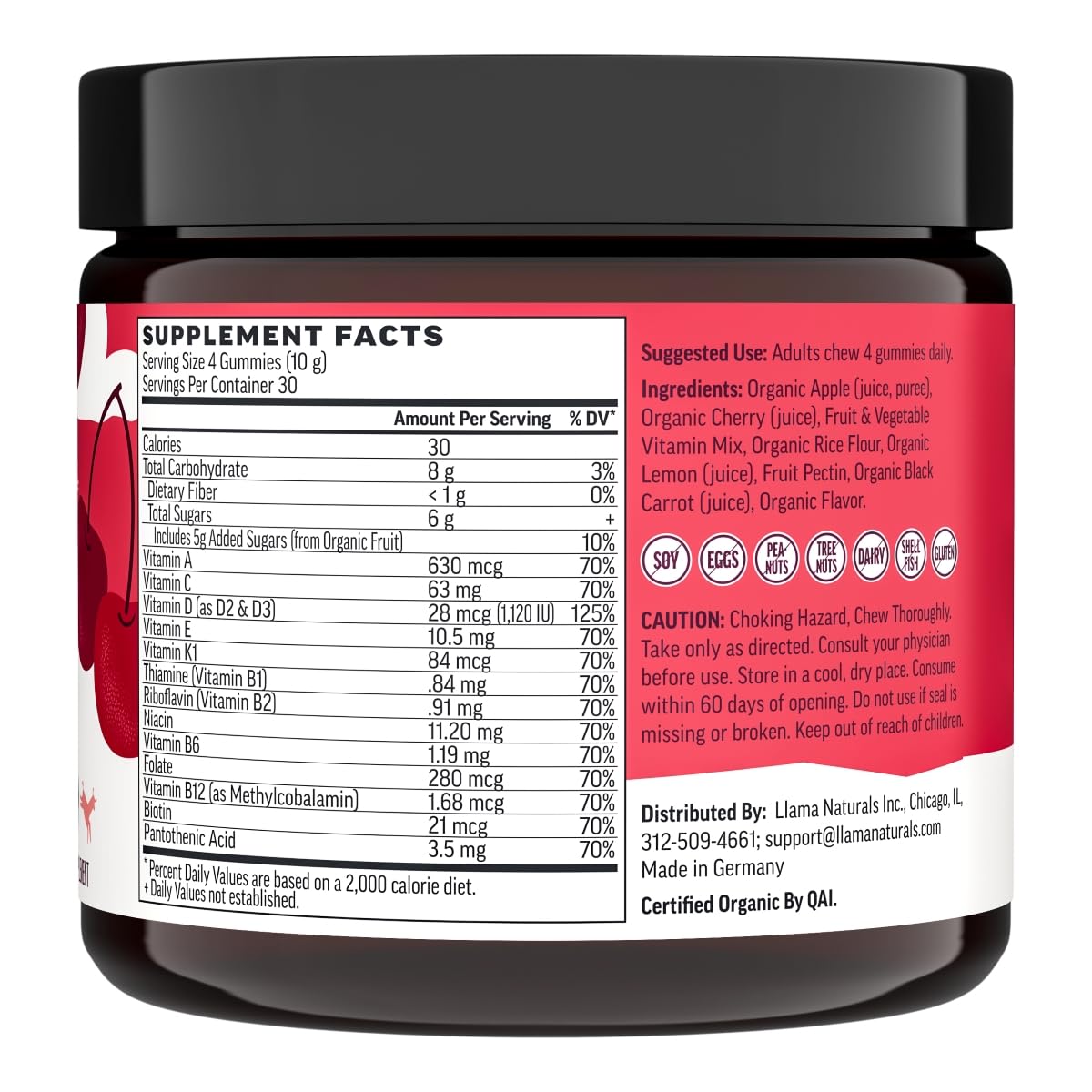 Bote de multivitamínico con ingredientes detallados