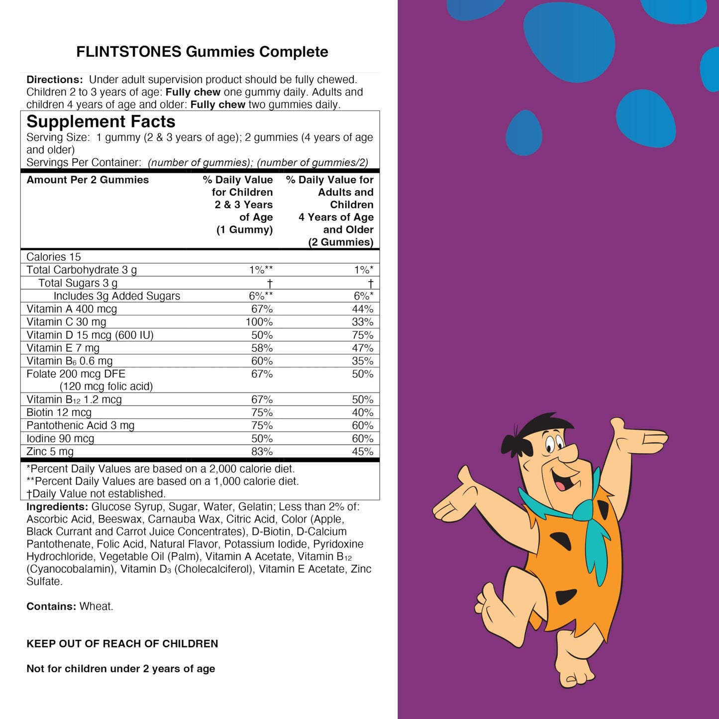 Botella con 180 gomitas multivitamínicas Flintstones para niños