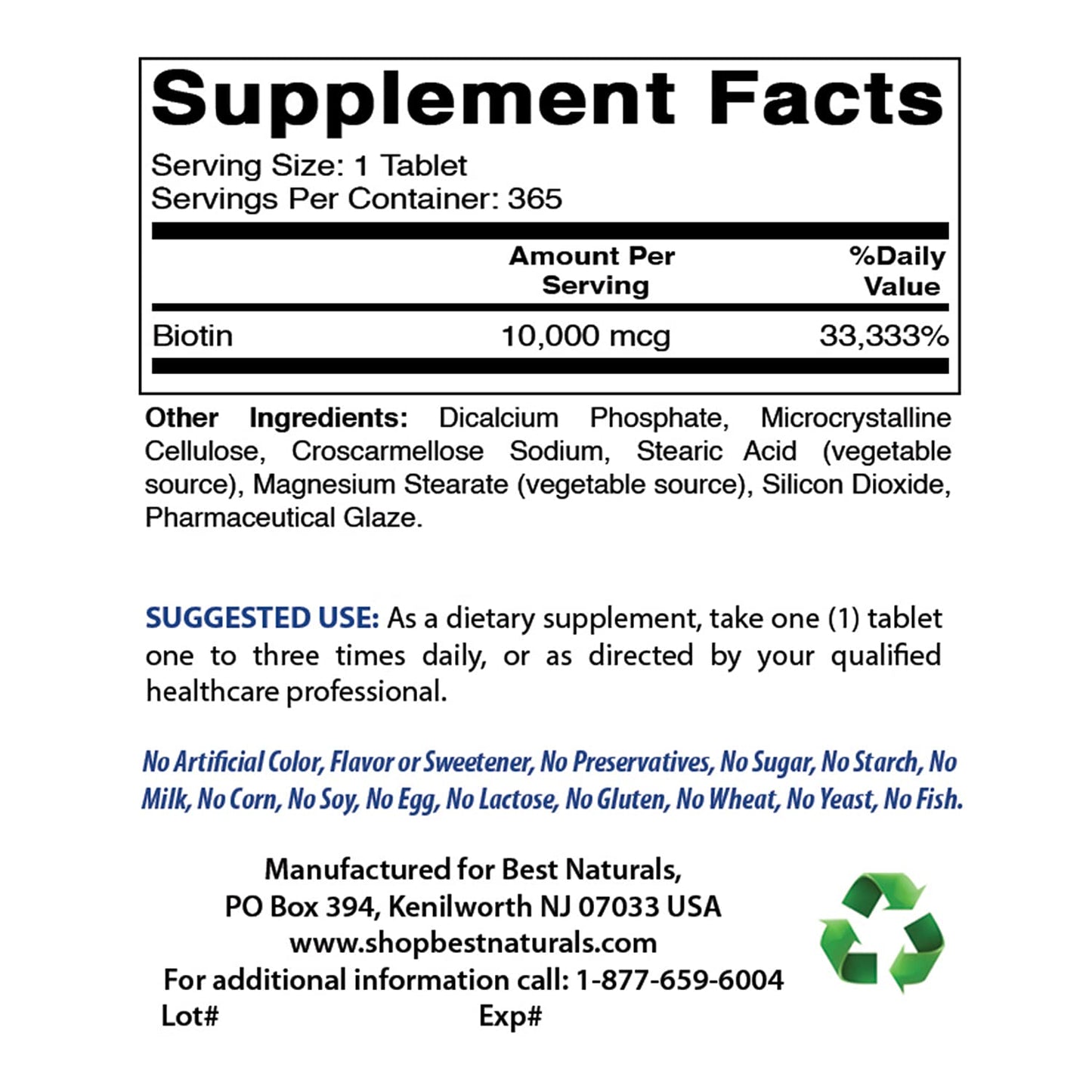 Botella Best Naturals biotina y NAC para salud capilar