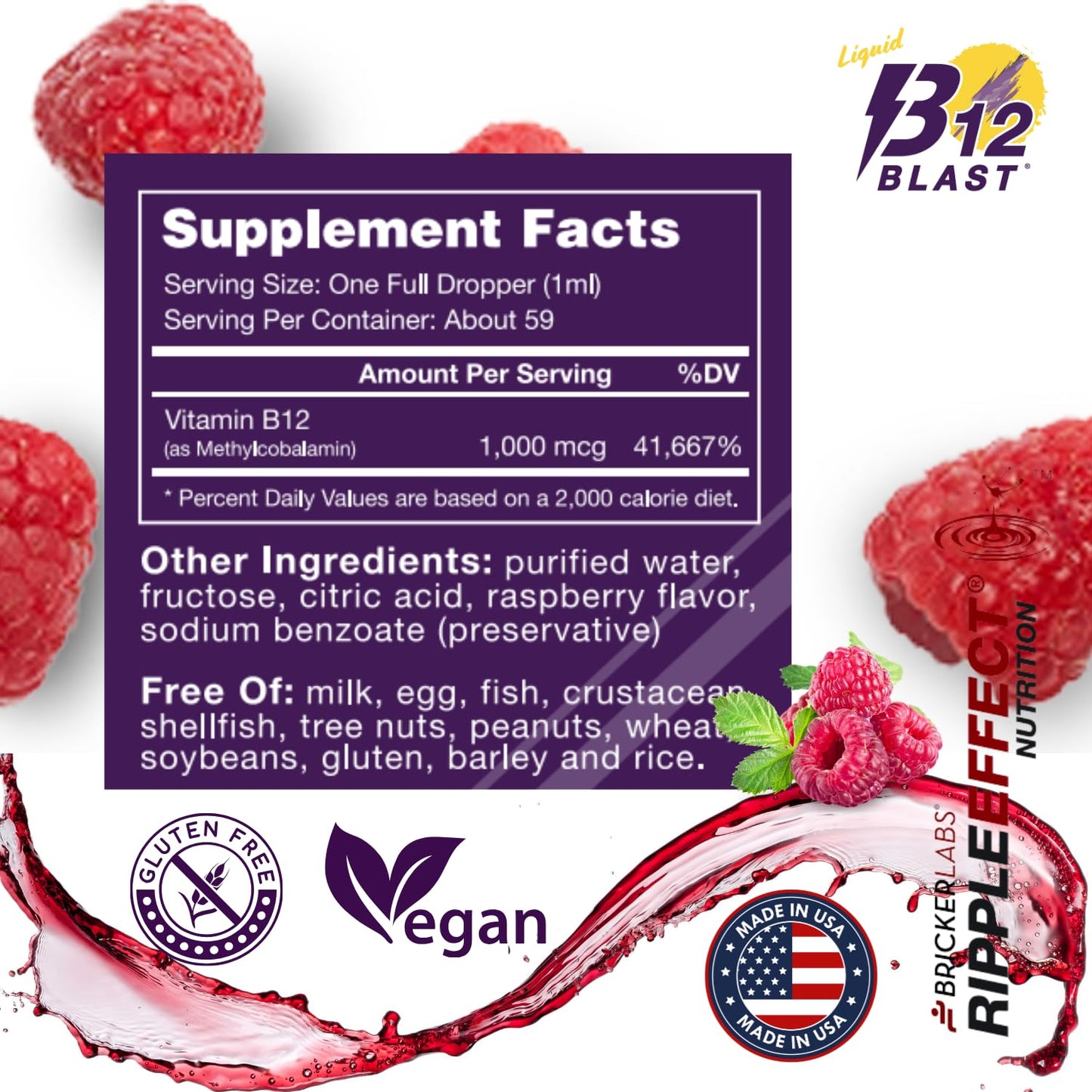 Sujeción botella Bricker Labs B12 Blast suplemento vitamina b12