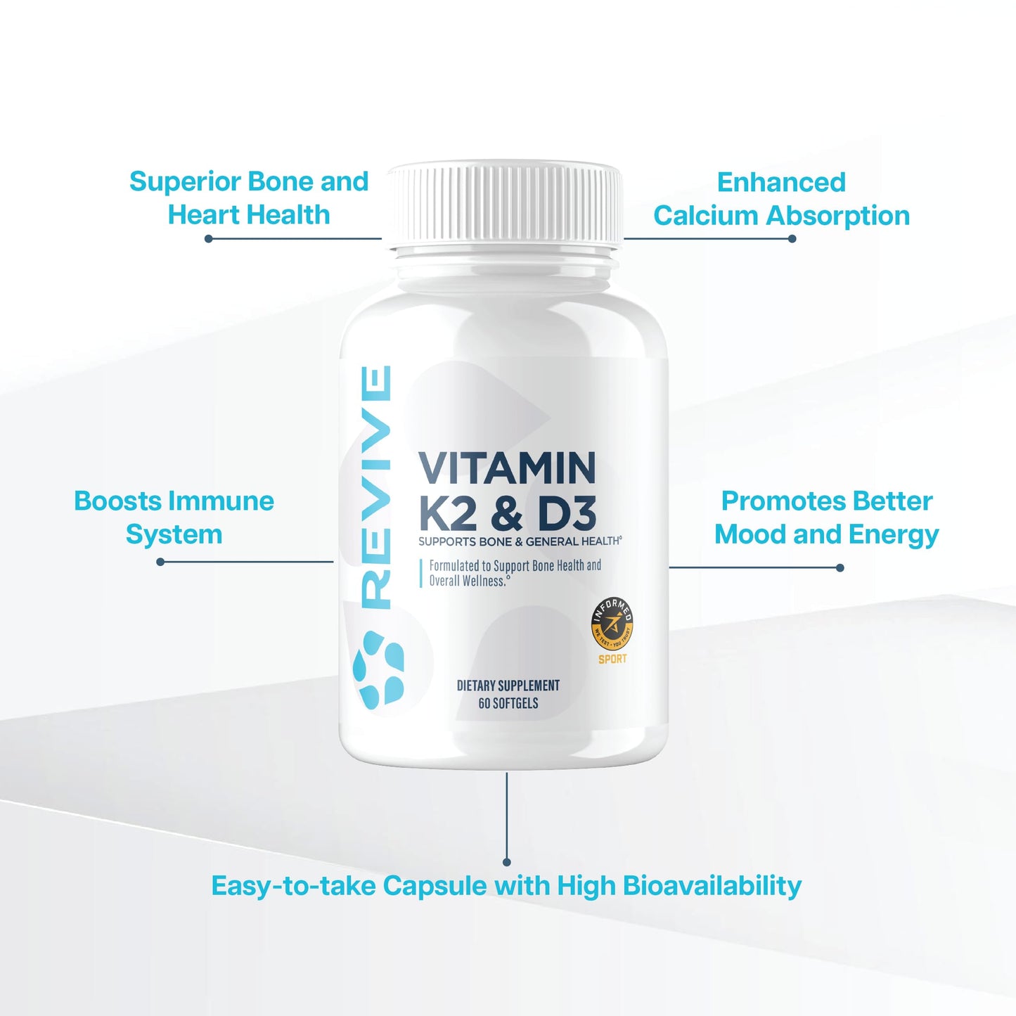 Botella cápsulas vitamina d3 revive md