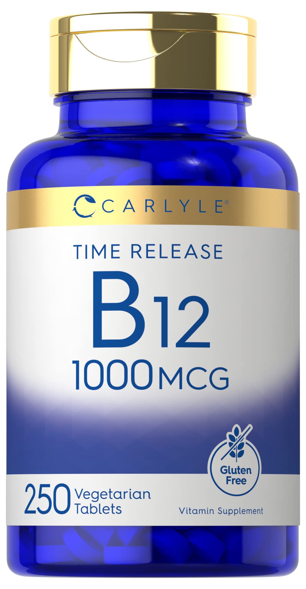 Botella de Carlyle vitamina B12 1000 mcg liberación prolongada 250 tabletas