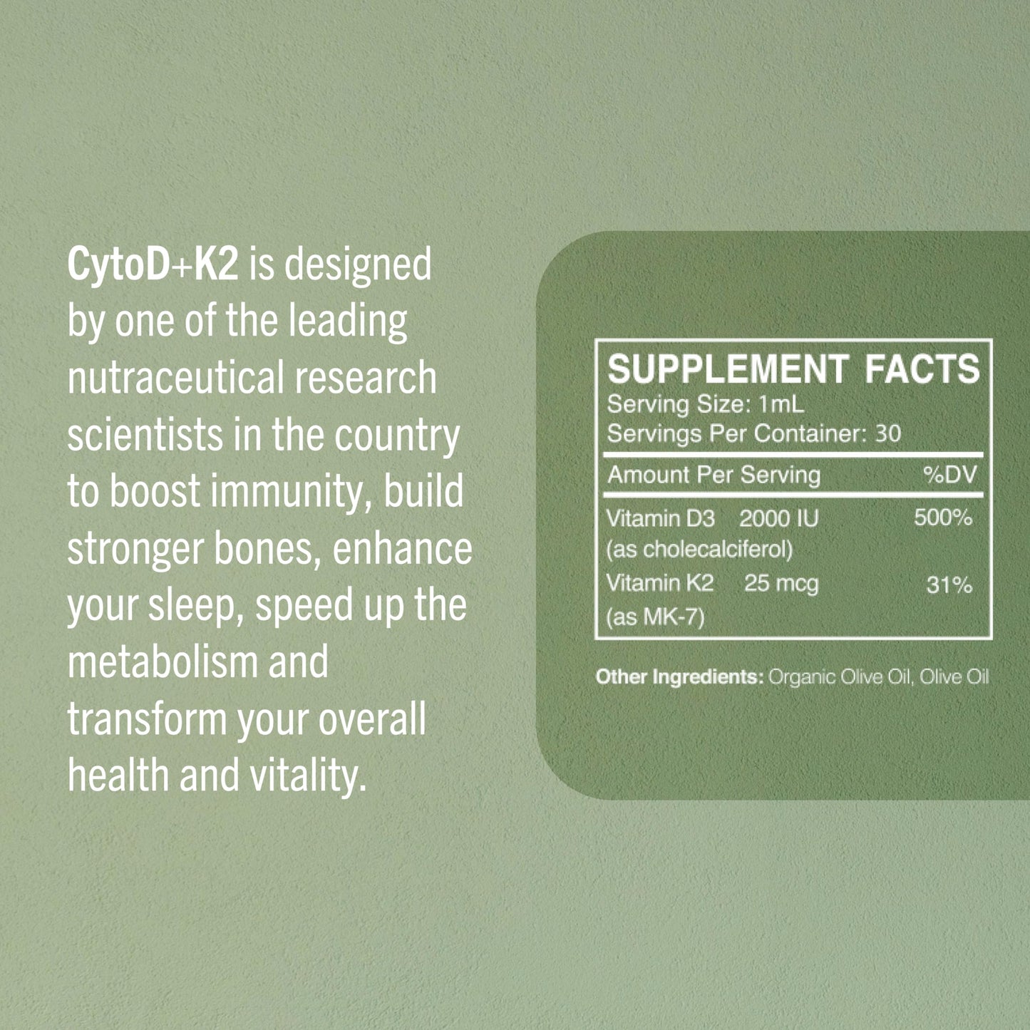 Botella gotas CytoD+K2 soporte inmunológico y salud ósea cardiovascular