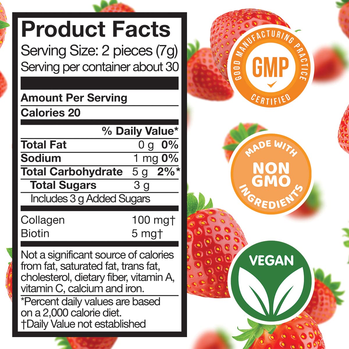 Botella gummies colágeno biotina Safer Products vista lateral