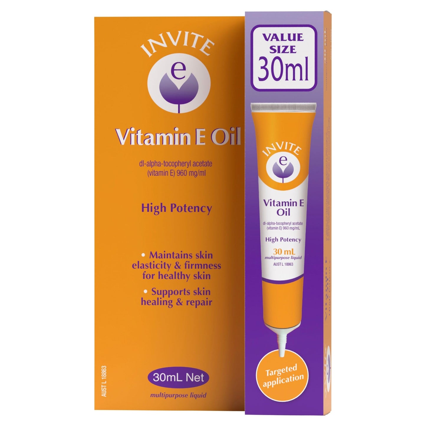 Botella Invite E Aceite puro vitamina E 30ml para piel