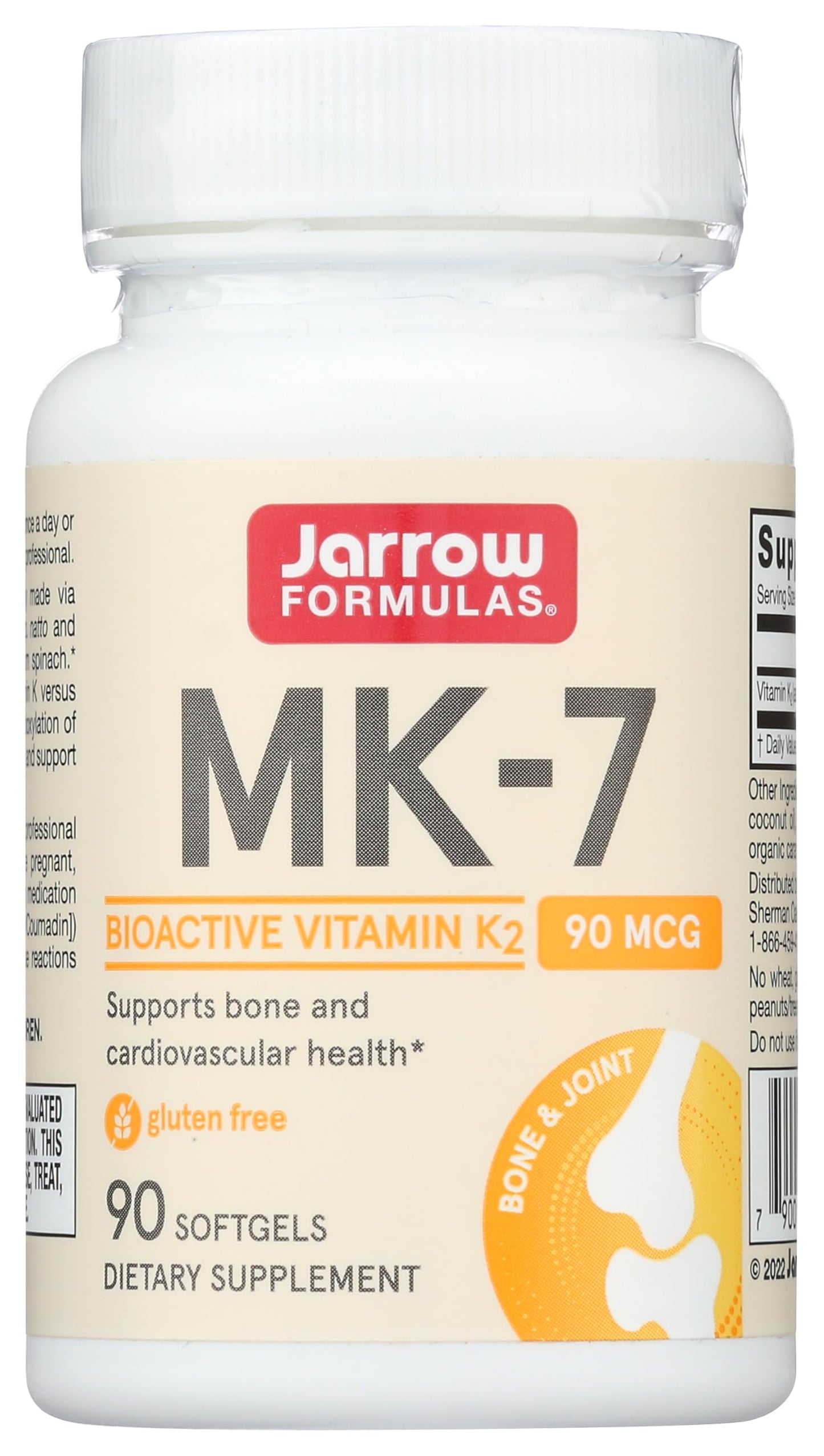 Botella Jarrow Formulas MK-7 90 mcg vitamina k2 90 cápsulas blandas