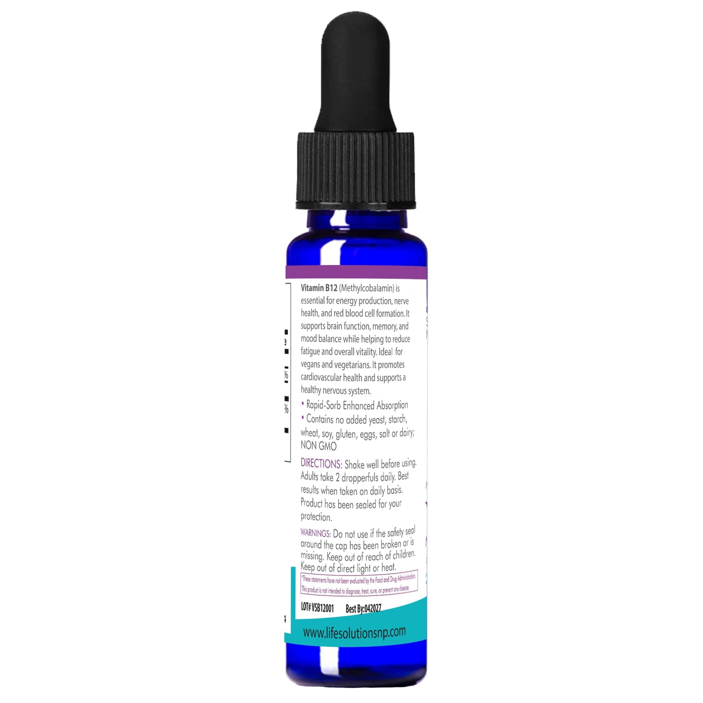 Botella Life Solutions vitamina B12 líquida 2 onzas