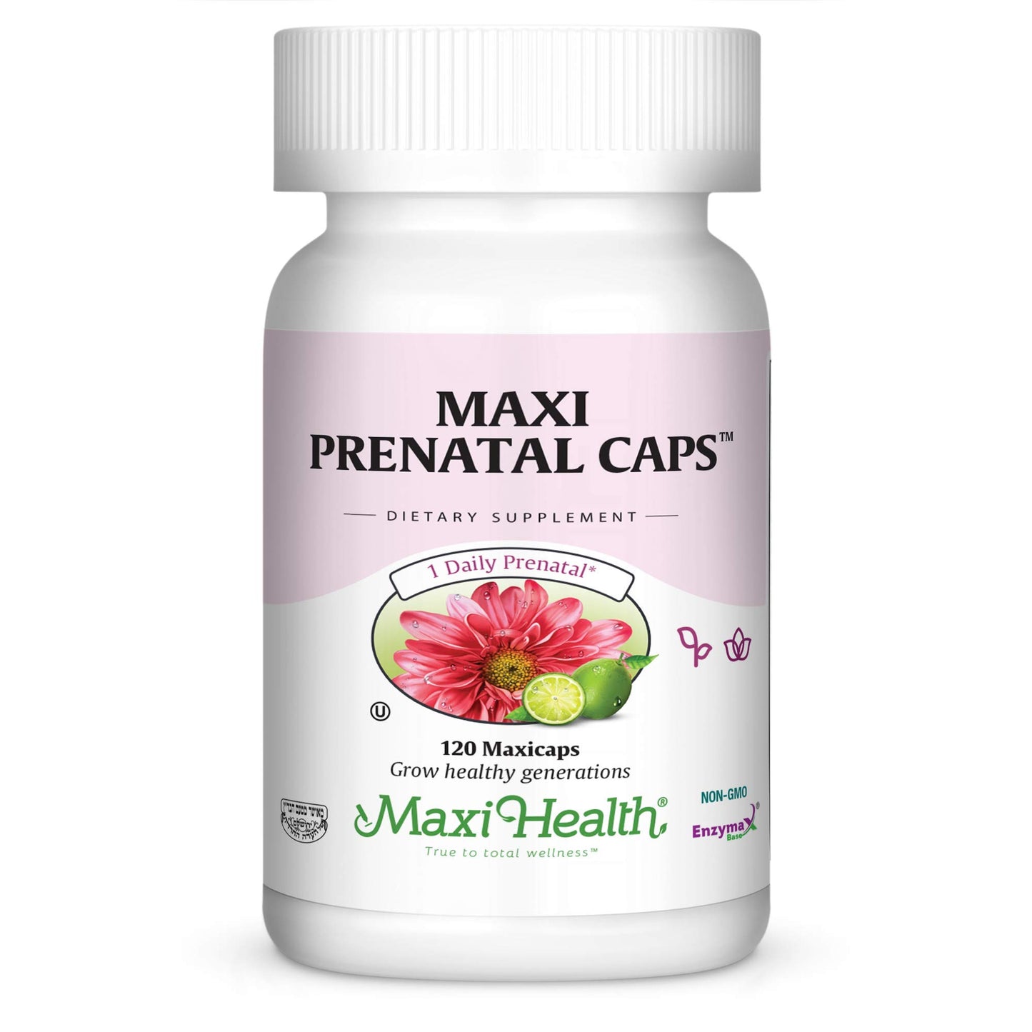 botella maxi health cápsulas prenatales 120 unidades