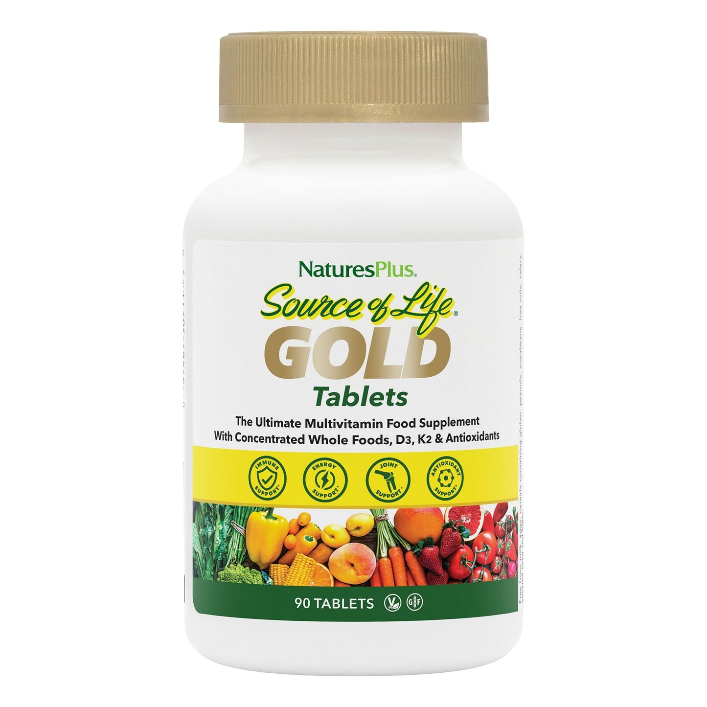 Botella de multivitaminas Natures Plus Oro