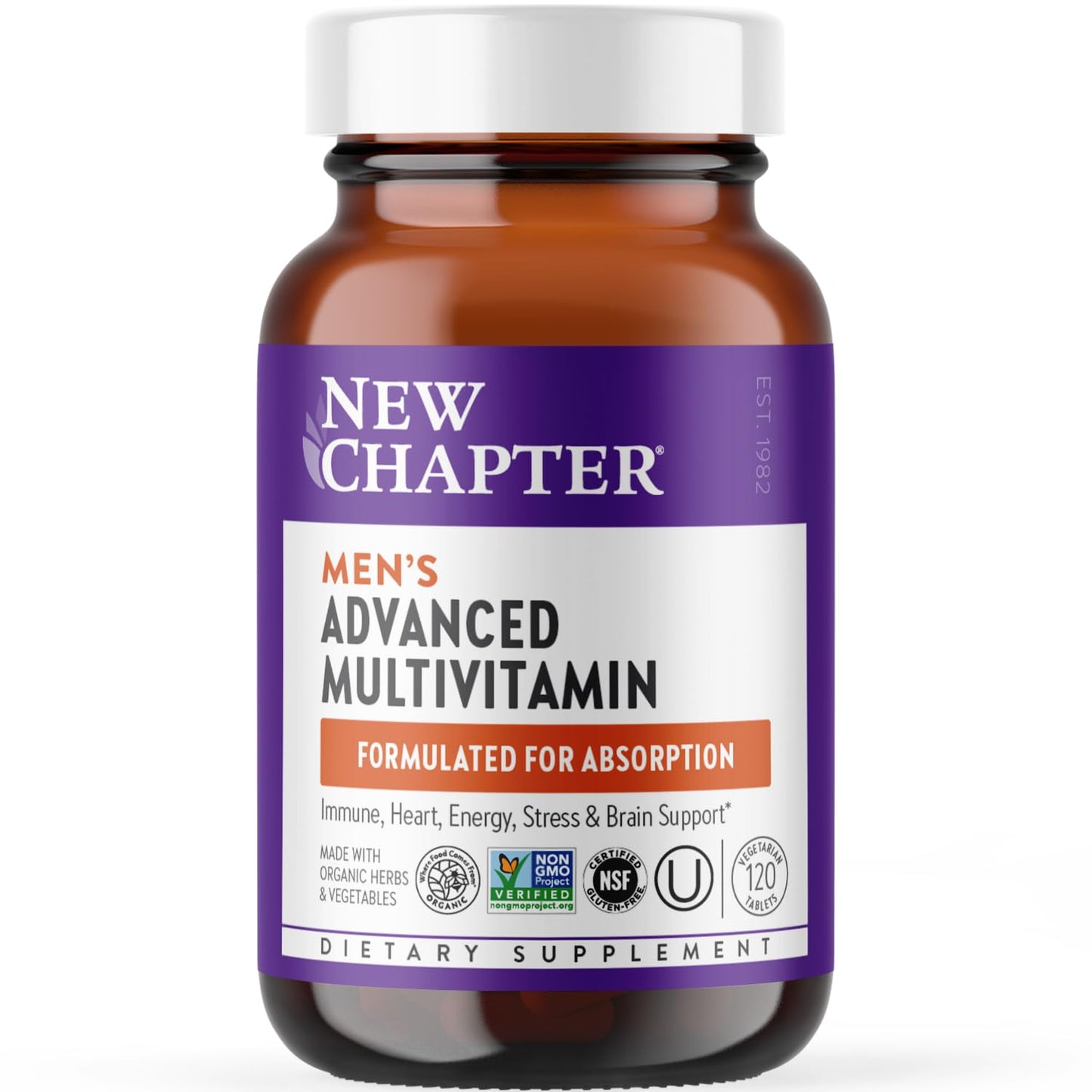 Botella de multivitaminas New Chapter para hombres.