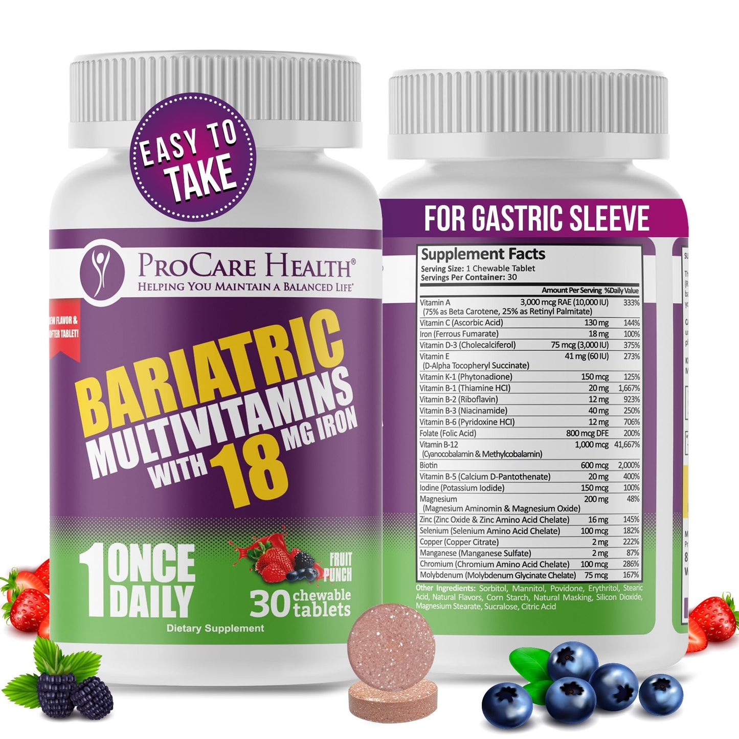 Botella de multivitamínico bariátrico masticable Procare Health