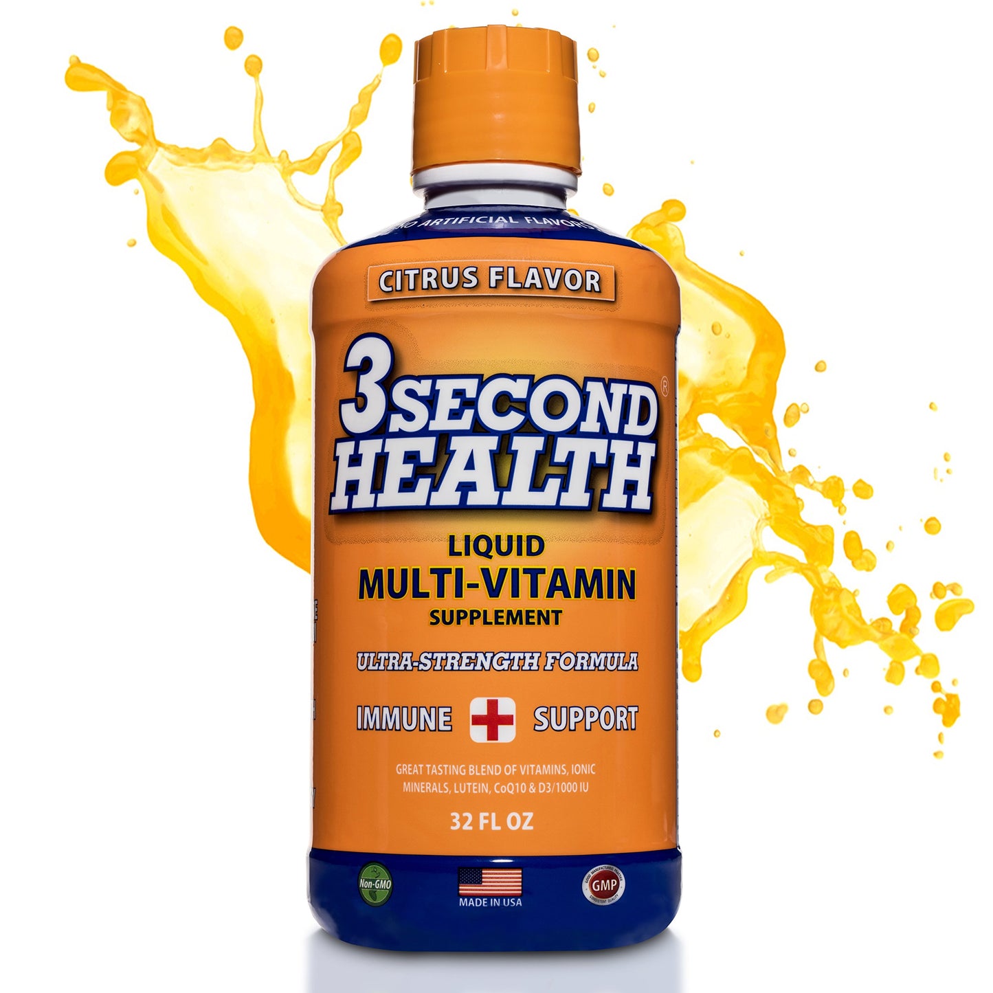 Botella de multivitamínico líquido 3 Second Health vegano.