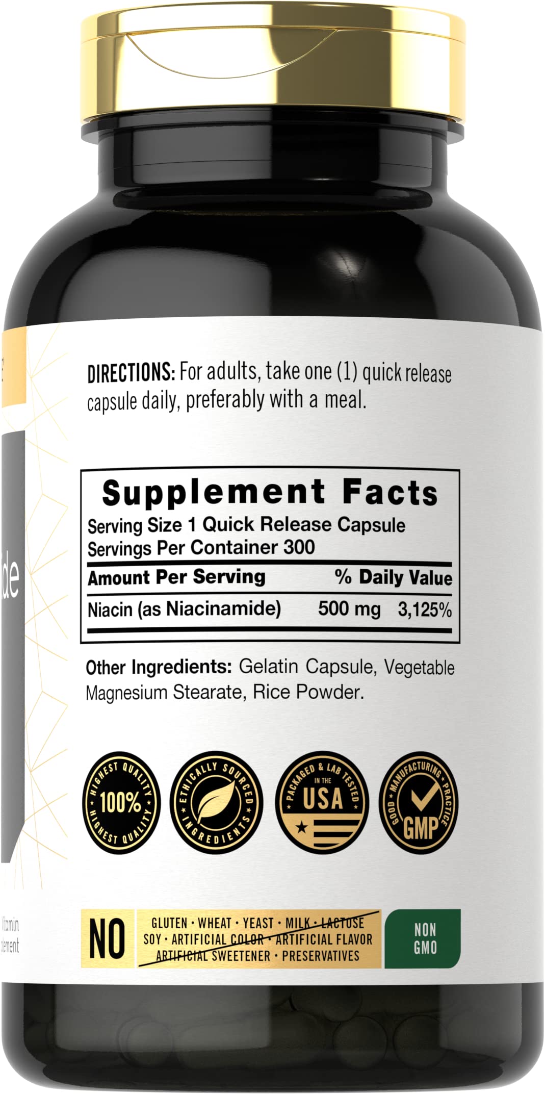 botella niacinamida vitamina b3 Carlyle 300 cápsulas