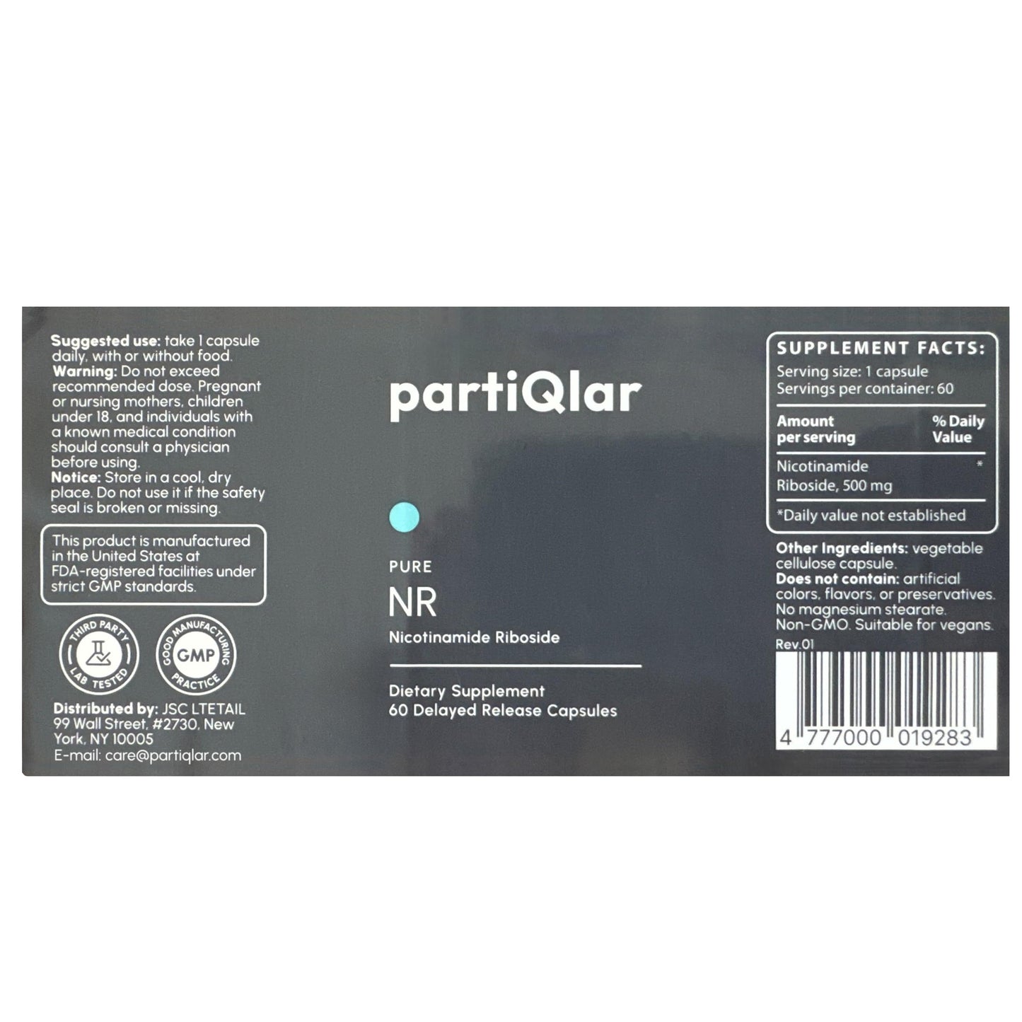 frontal botella nicotinamida ribósido 500 mg partiQlar