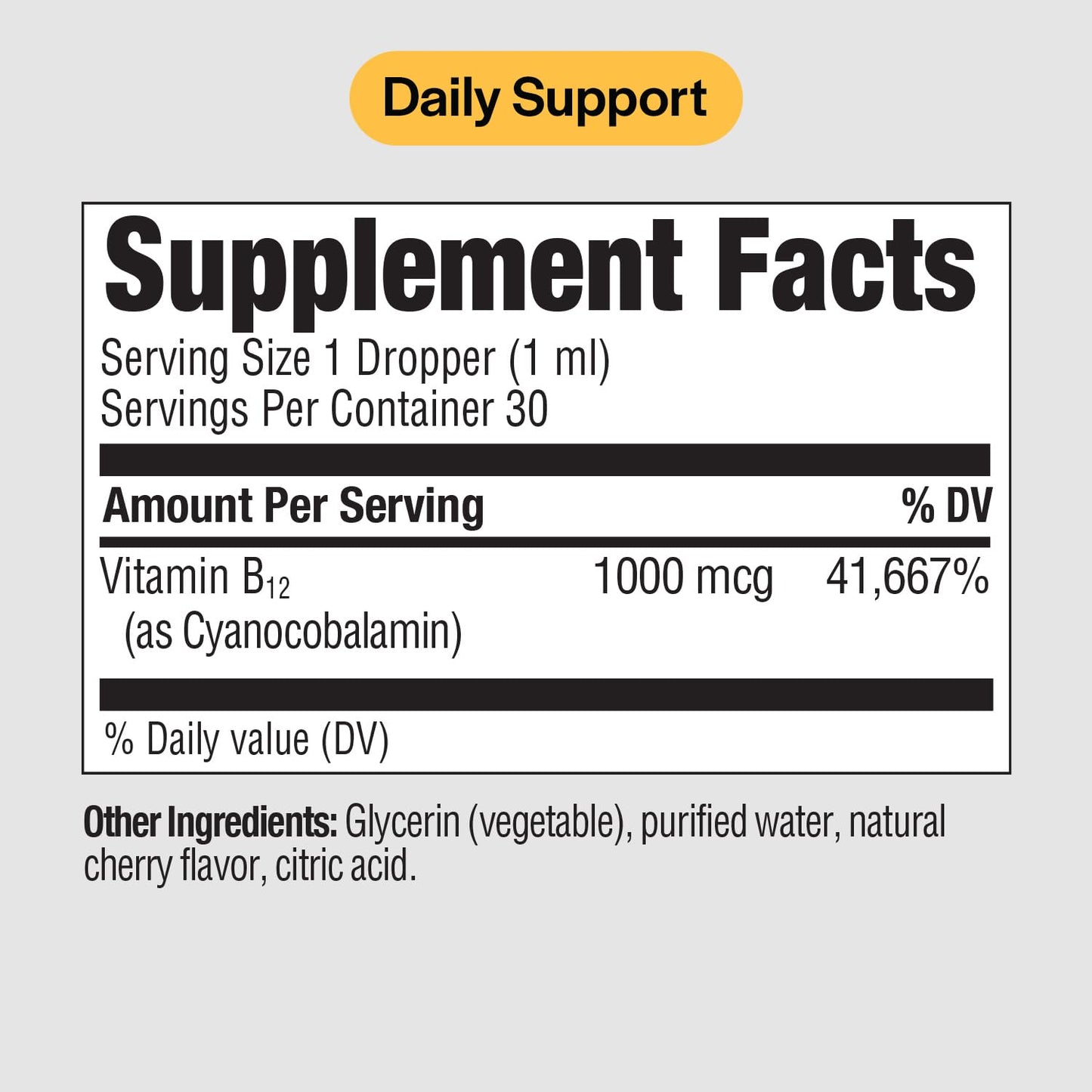 Botella PureFormulas vitamina B12 1000 mcg gotas líquidas