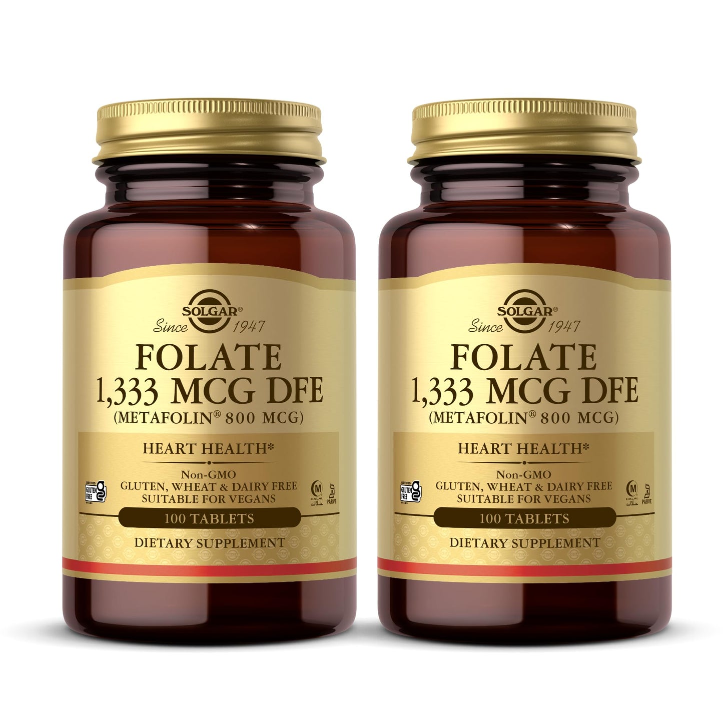 Botella Solgar Folato Metafolin 800 mcg 100 tabletas