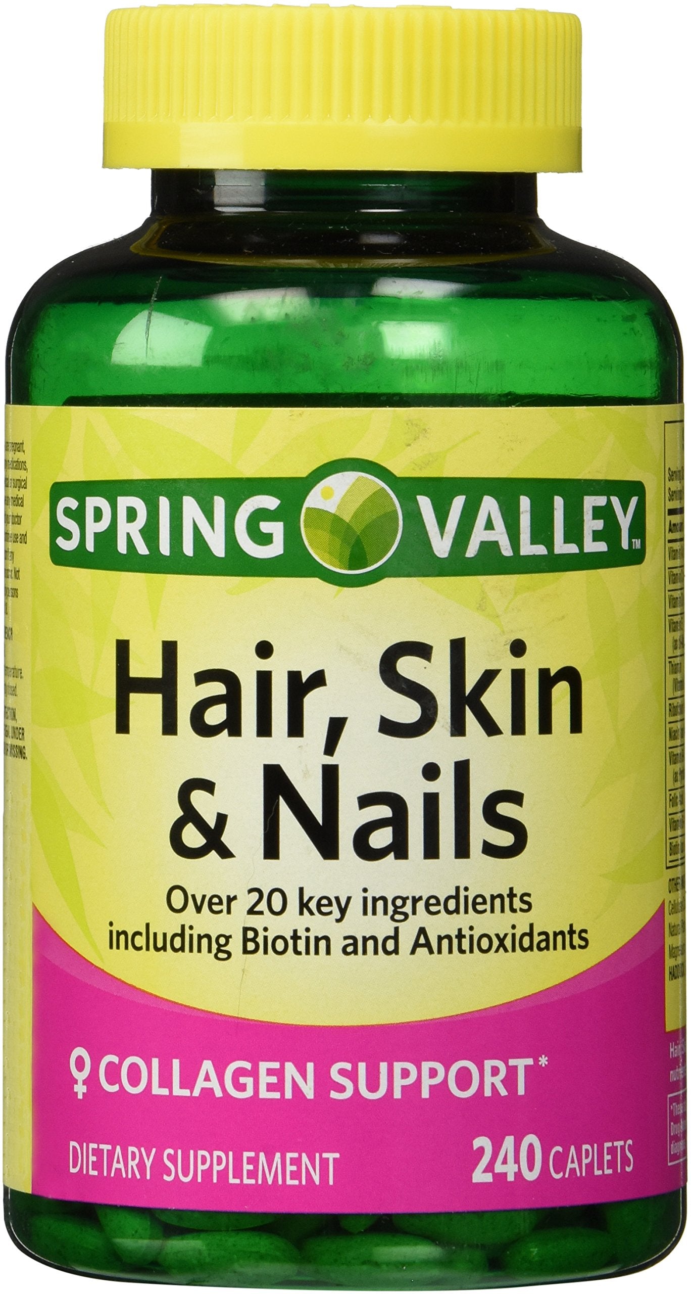 Botella Spring Valley Biotina y Colágeno 240 tabletas