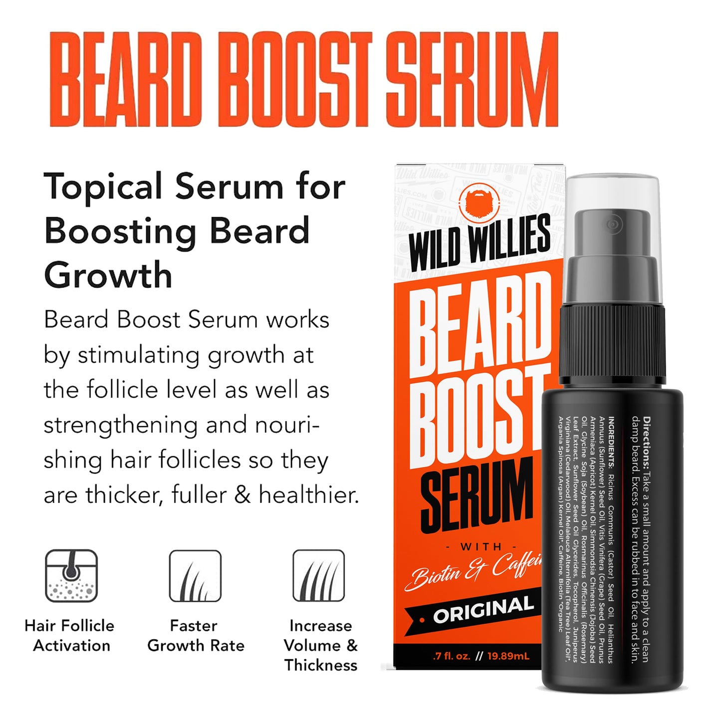Botella suero crecimiento barba hombre Wild Willies