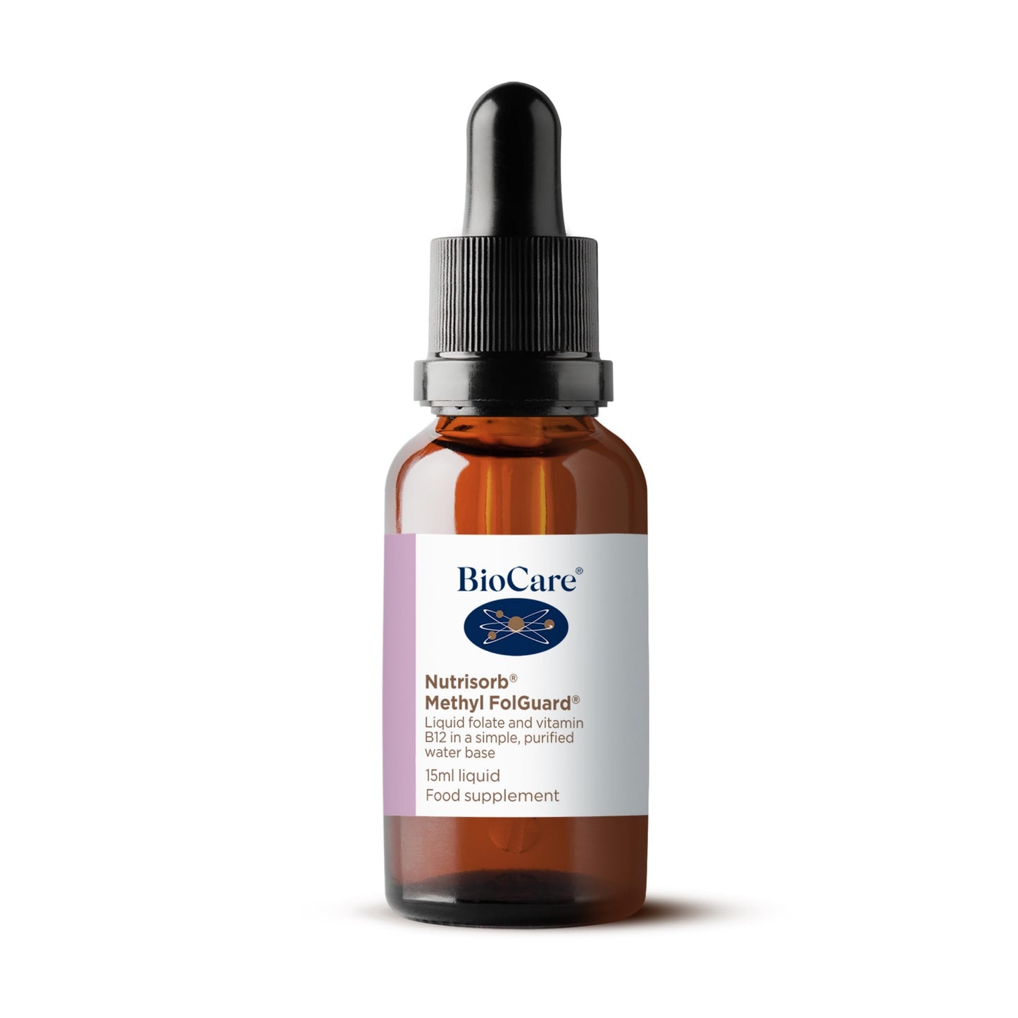 Botella de suplemento líquido BIOCARE Nutrisorb de 15 ml.