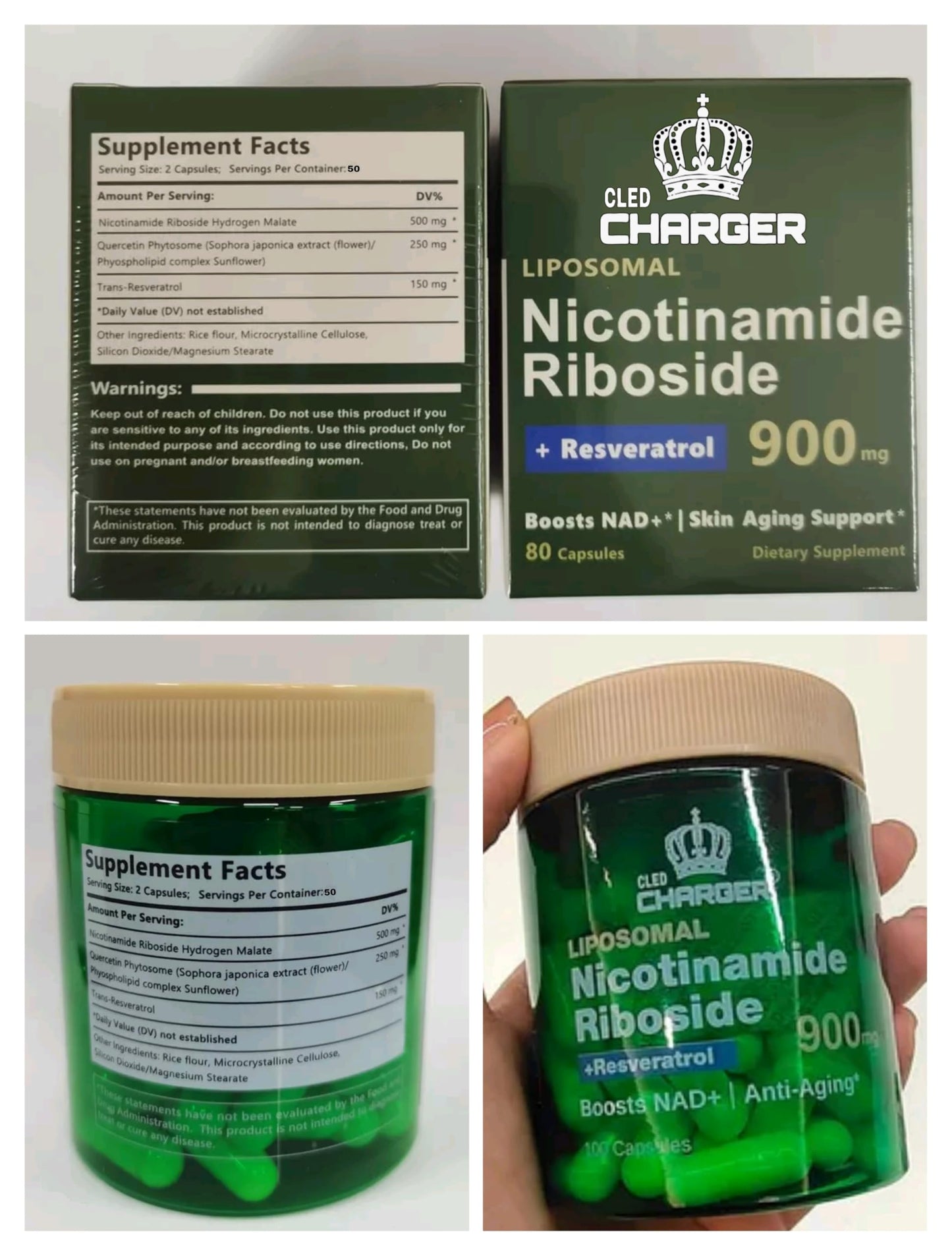 Botella suplemento NAD+ Cled Charger vista superior