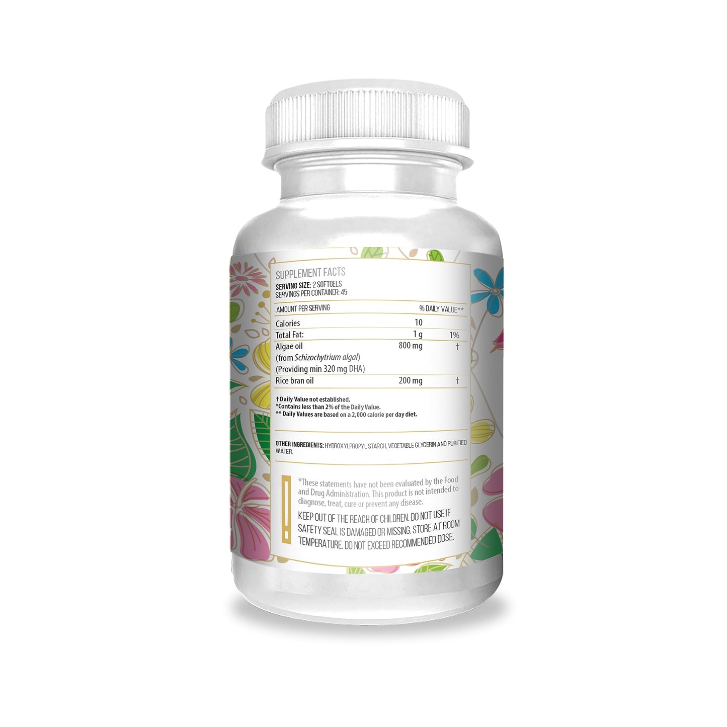 Botella de suplemento prenatal Actif omega-3 vegano sin gluten