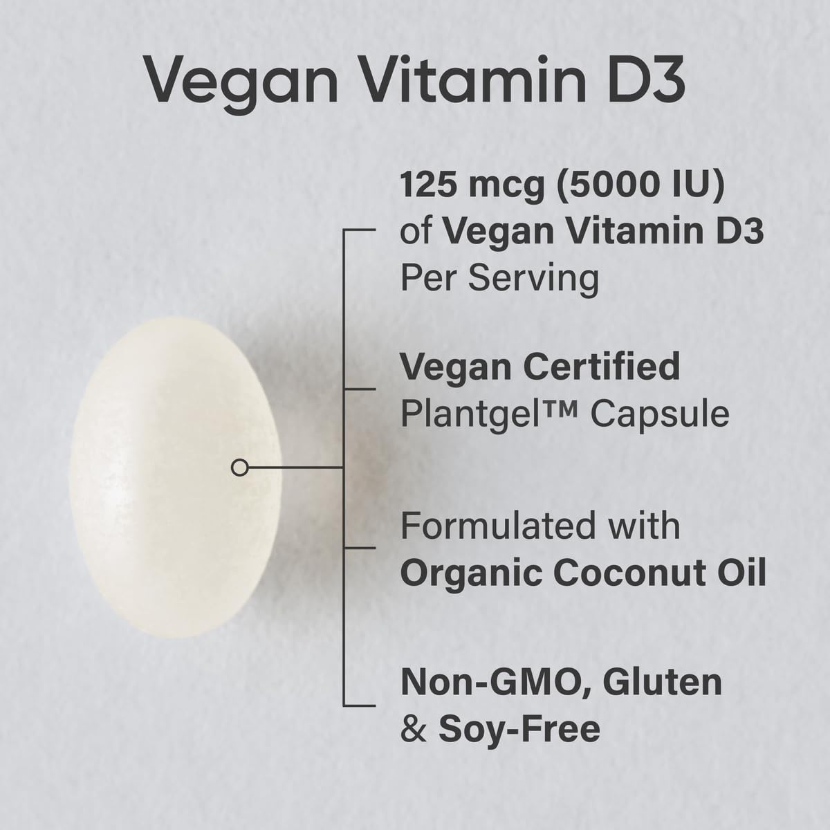 Botella suplemento Sports Research vitamina d3 vegana 5000 ui