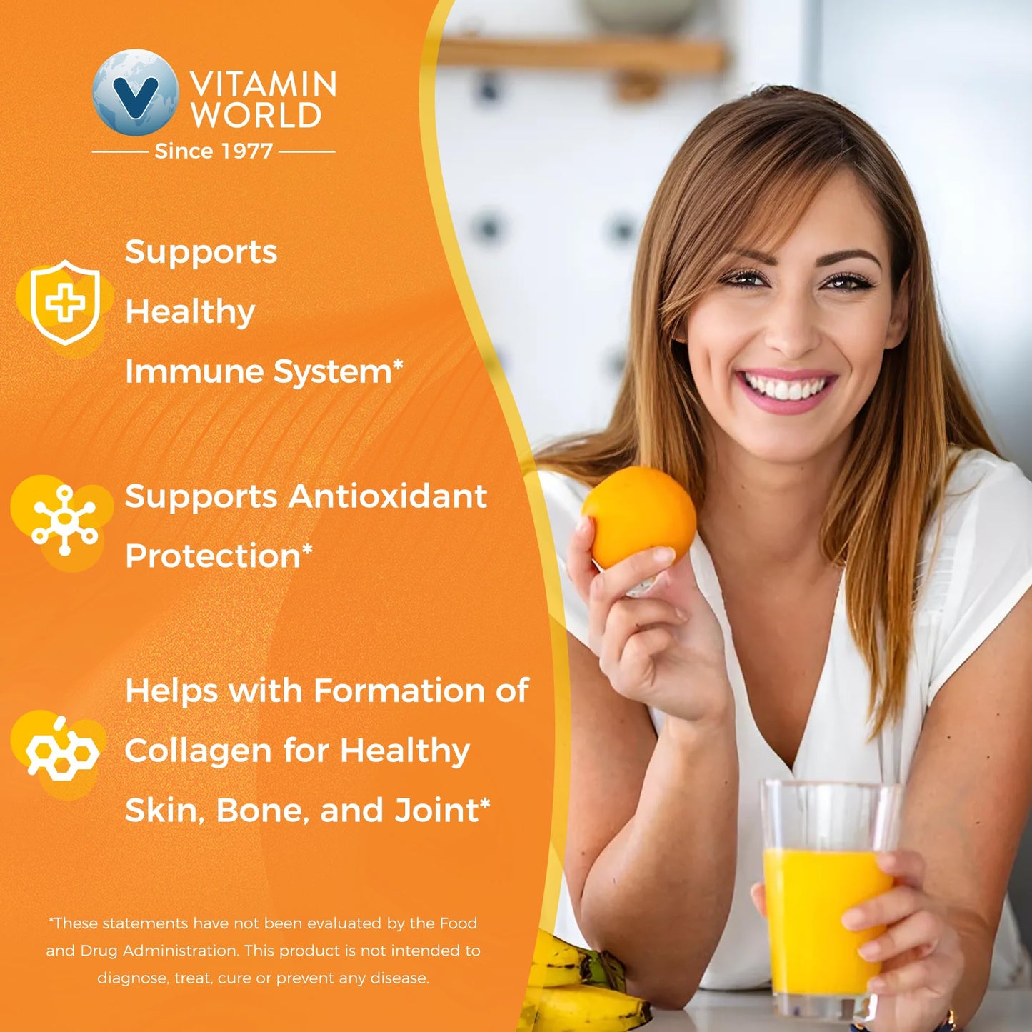 Botella suplemento Vitamin World vitamina c 1000mg 100 unidades