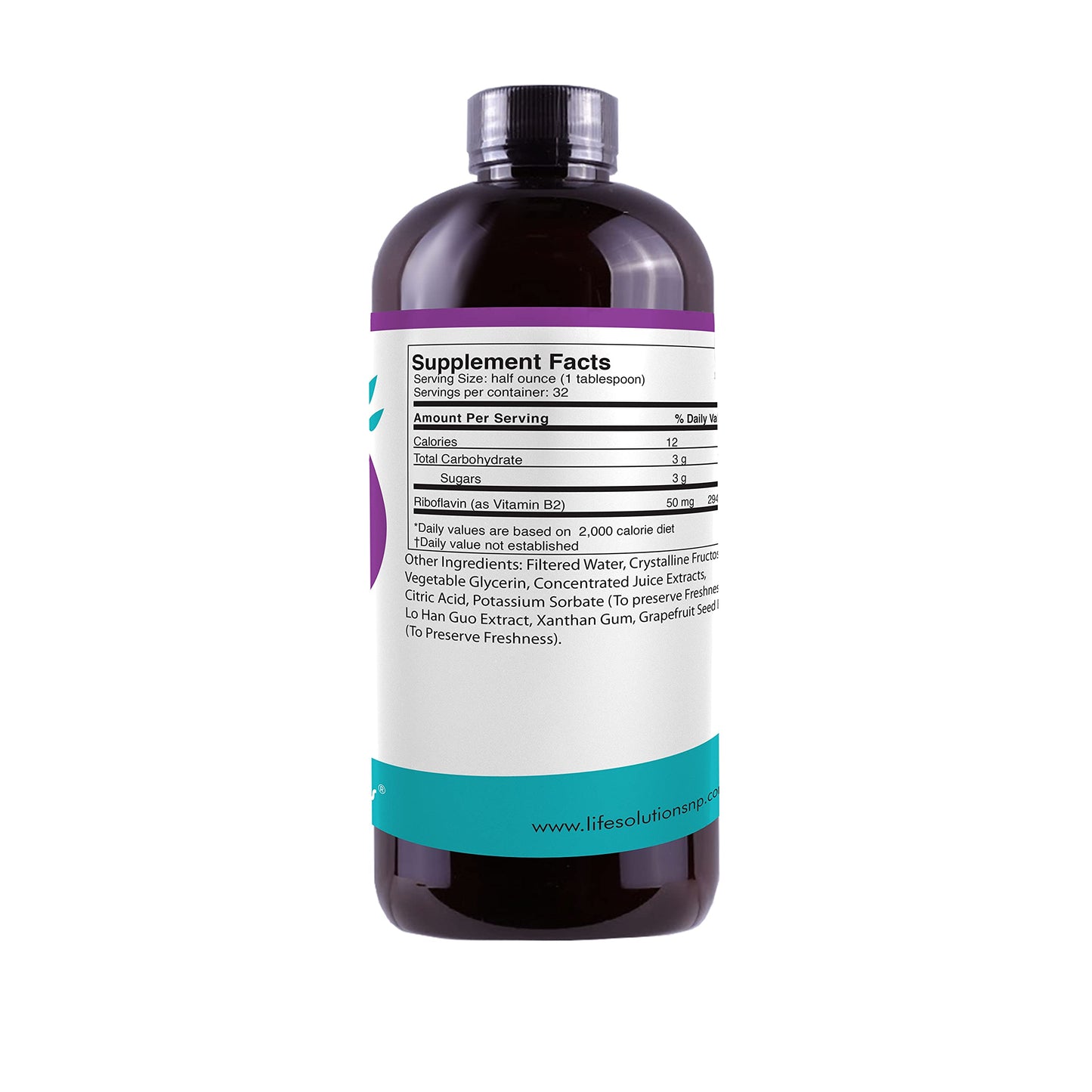 Botella suplemento vitamina b2 riboflavina líquida 16 fl oz