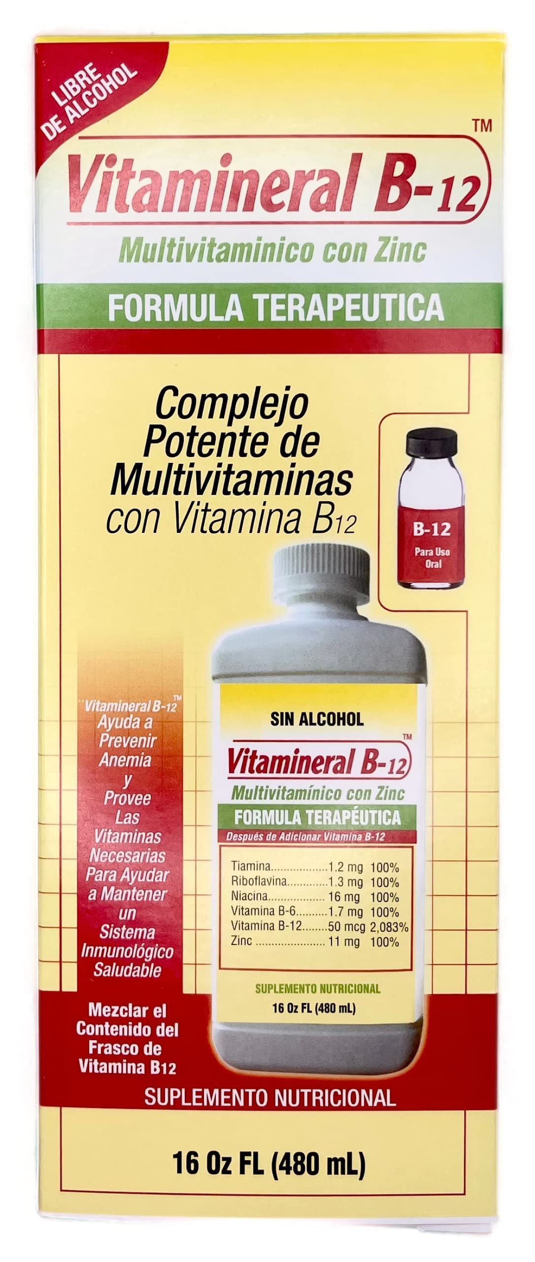 Botella suplemento Vitamineral B-12 Memper apoyo inmunológico