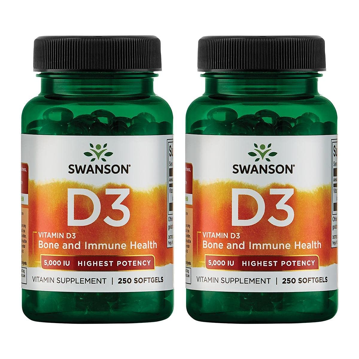 Botella Swanson Vitamina D3 250 cápsulas blandas paquete doble