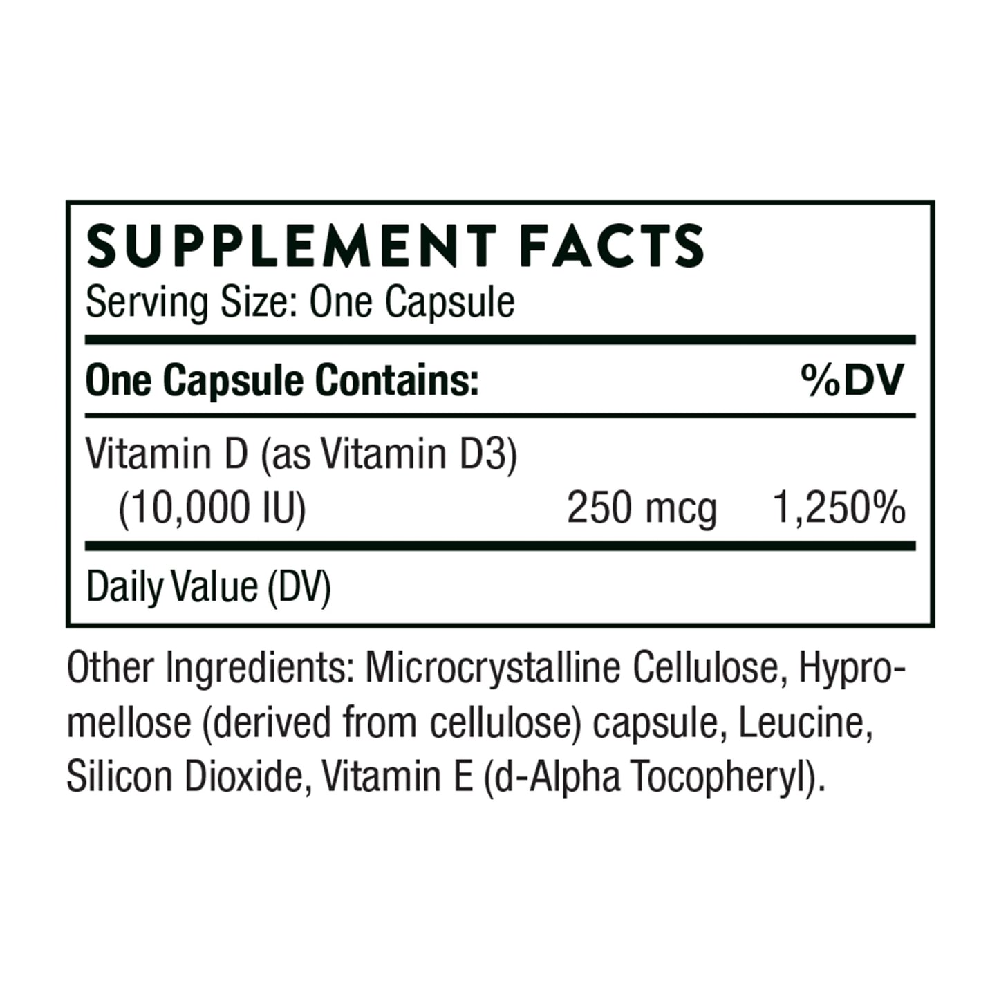 Botella THORNE suplemento vitamina D3 sin gluten y lácteos