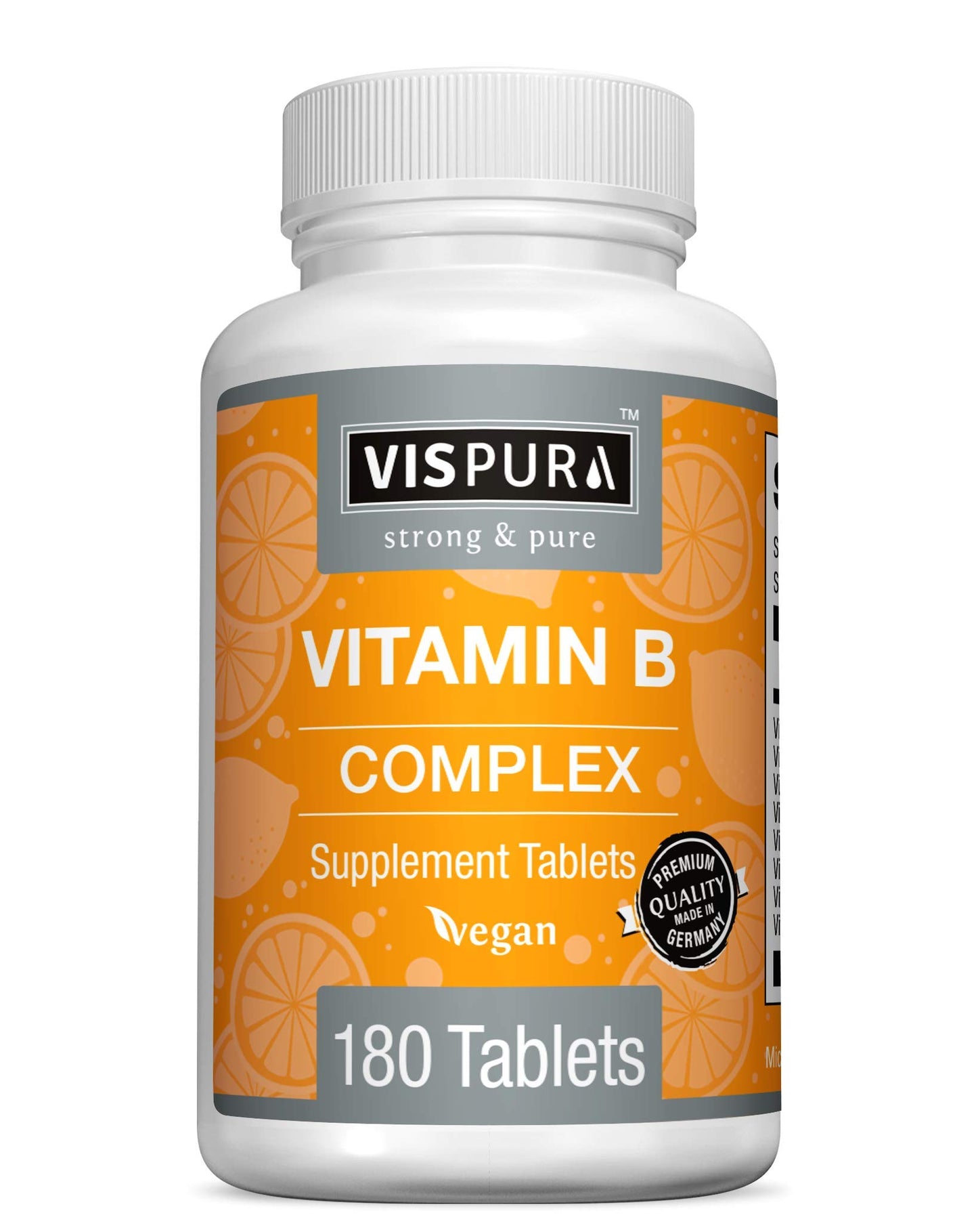 Botella VISPURA complejo vitamina B 180 tabletas veganas suplemento