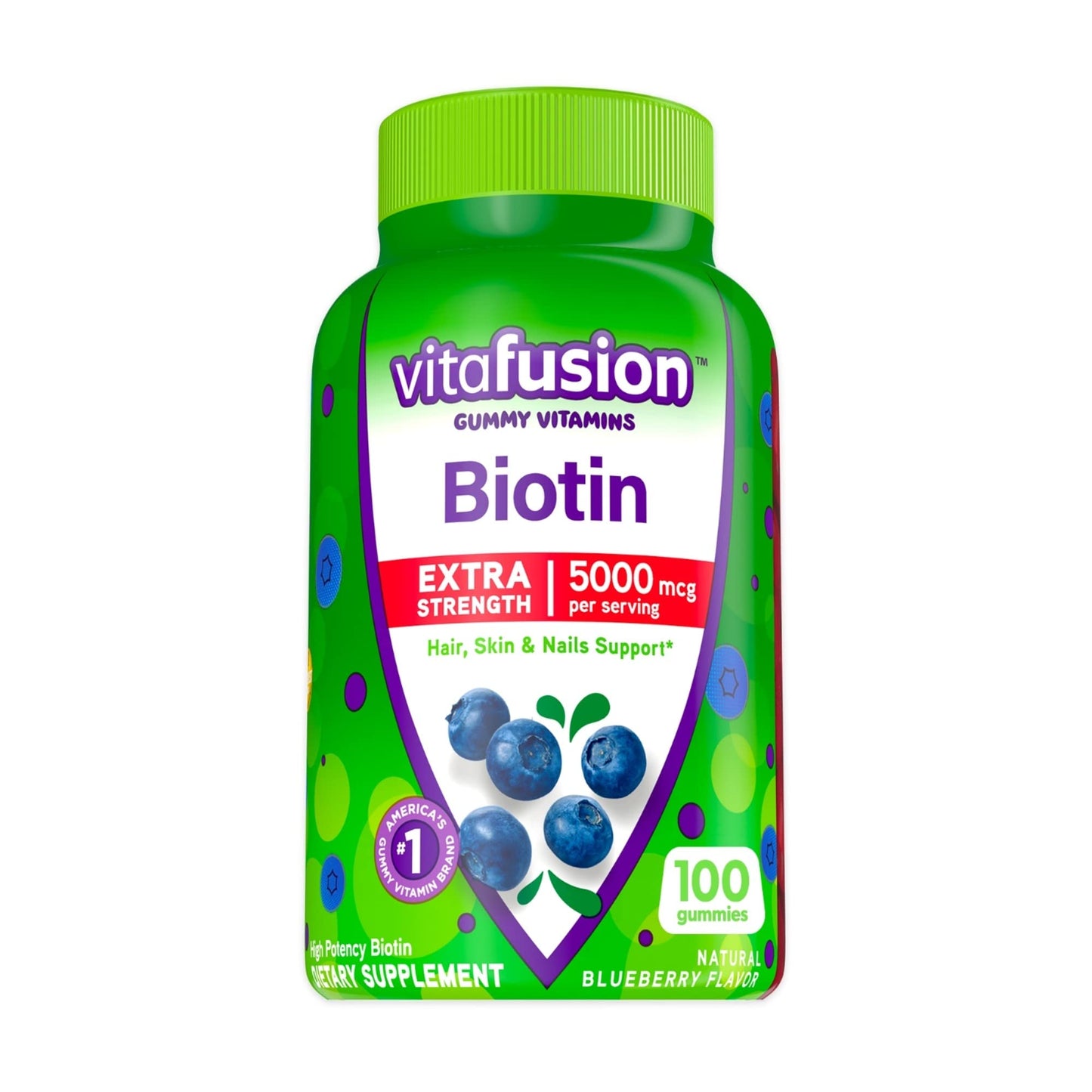 Botella Vitafusion Biotina 5000 mcg para cabello y metabolismo