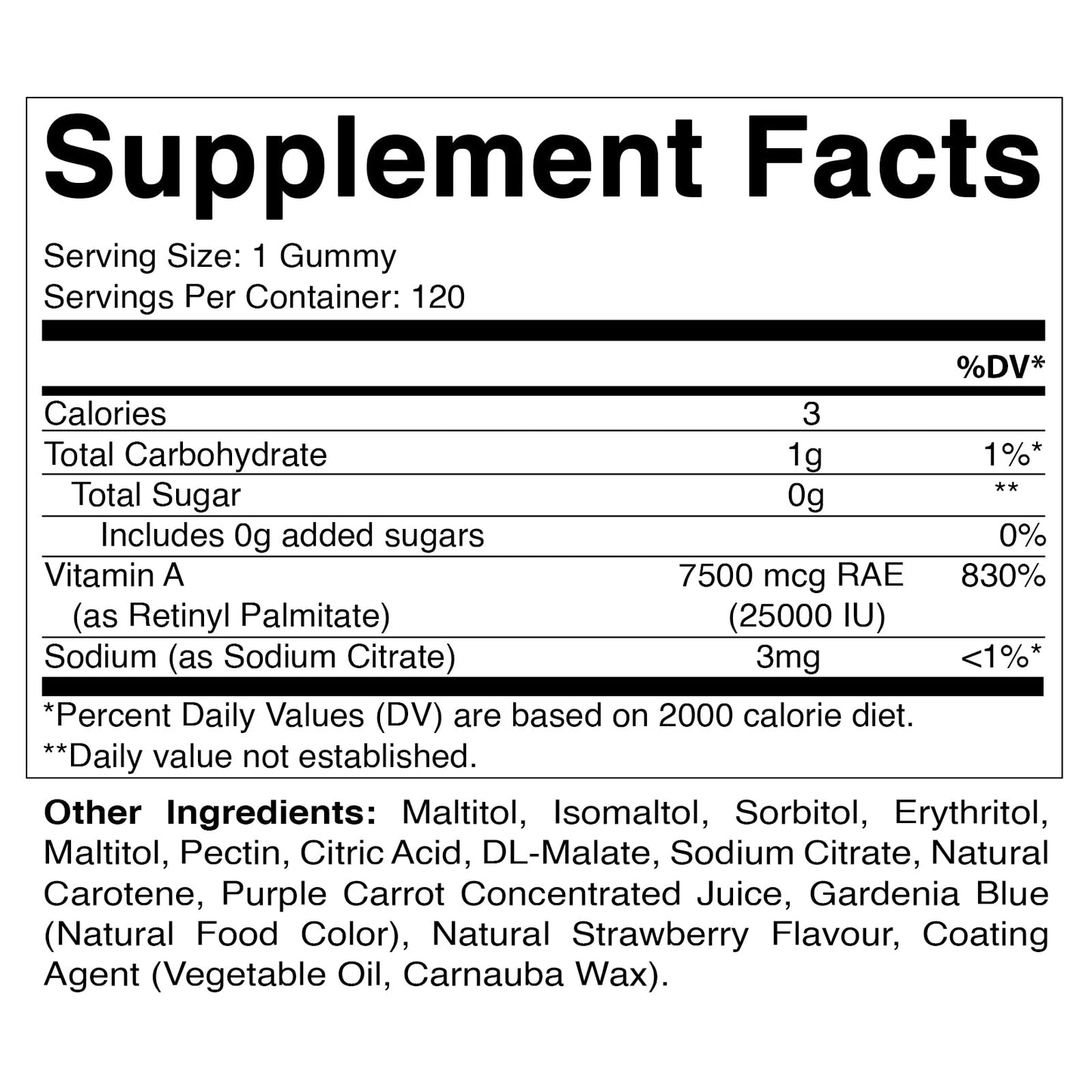 Botella Vitamatic gomitas vitamina a sin azúcar 120 unidades