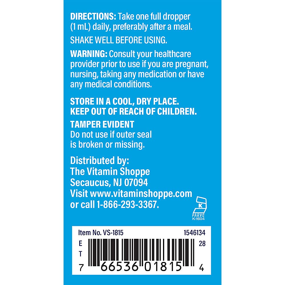 Botella vitamina B12 The Vitamin Shoppe 4 fl oz, energía y nervios