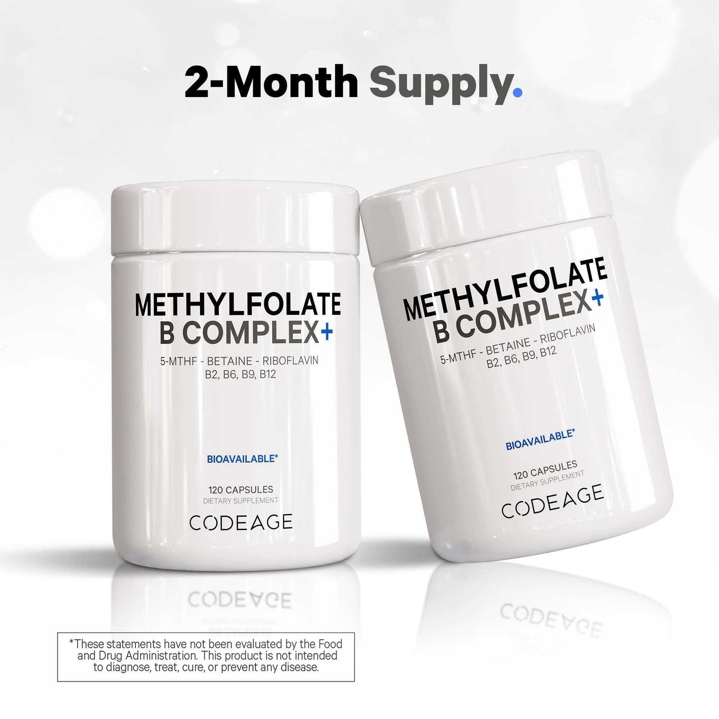 Botella de vitaminas Codeage B metiladas para dos meses