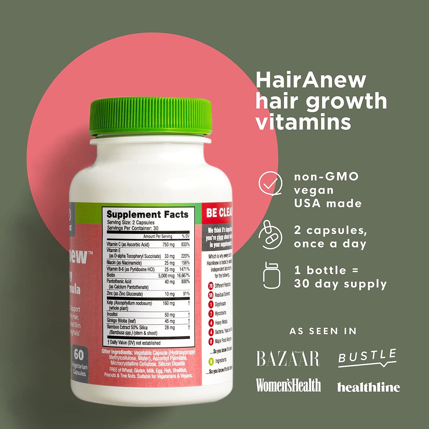 Botella de vitaminas HairAnew para cabello grueso