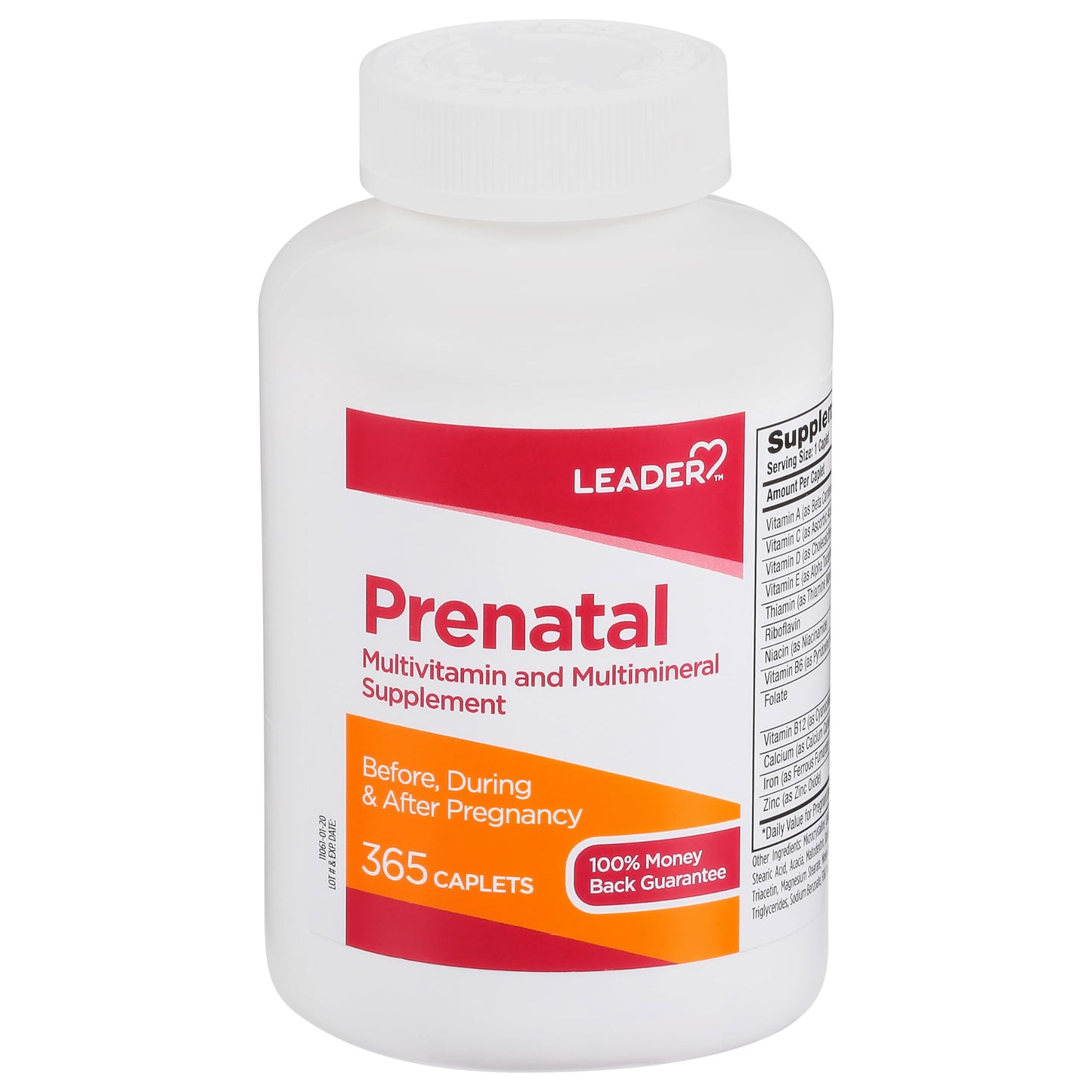 Botella de vitaminas prenatales Leader 365 comprimidos