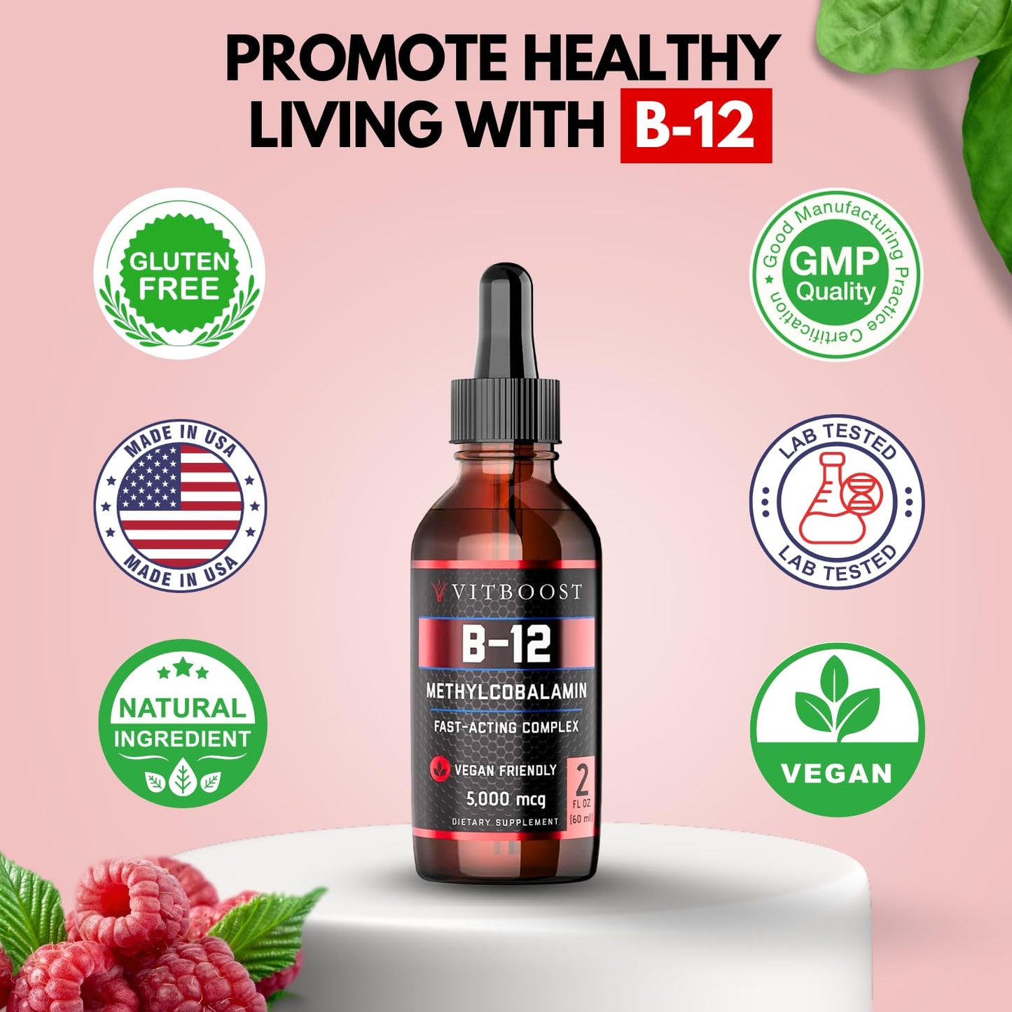 Botella Vitboost gotas liquidas sublinguales vitamina b12