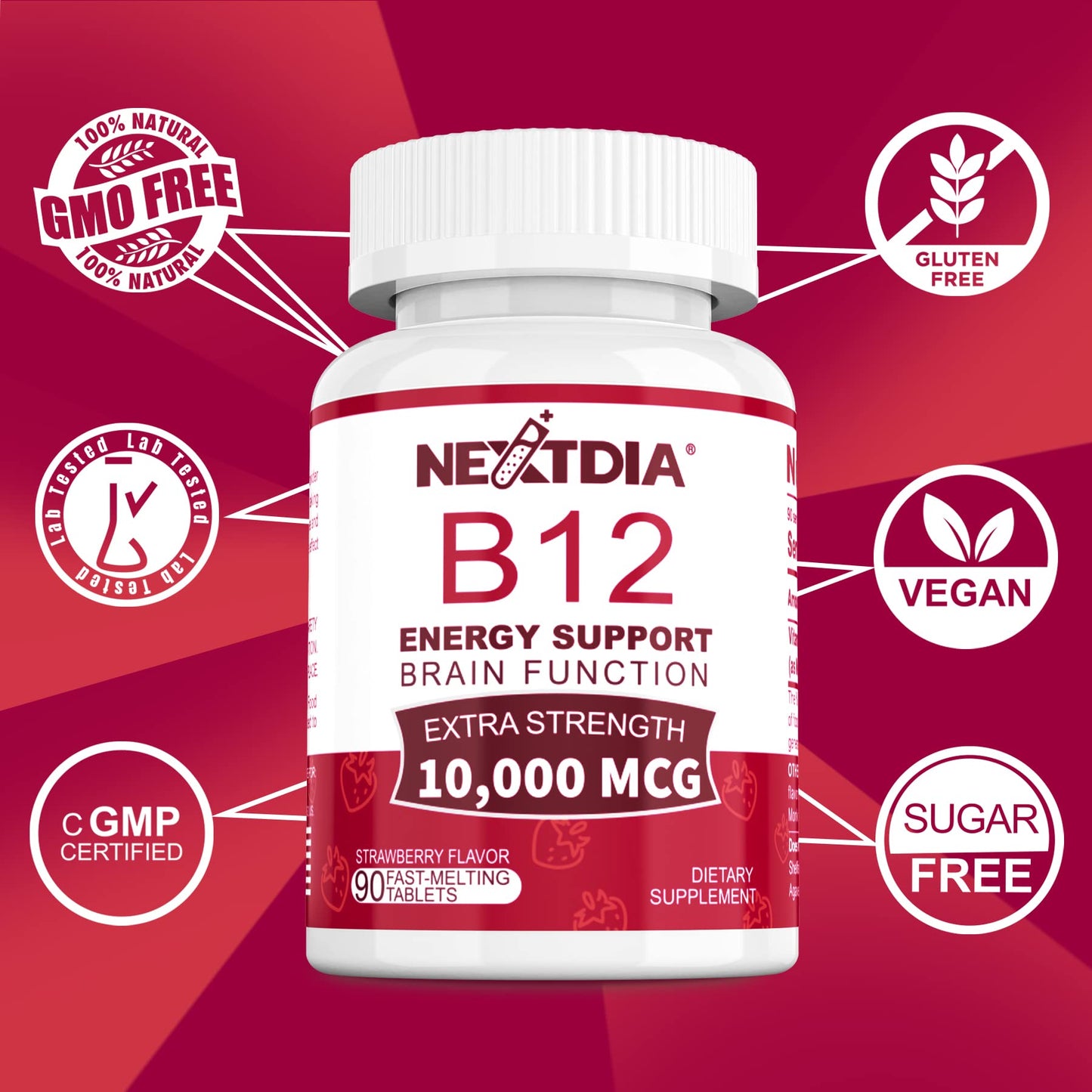 Botella y caja vitamina B12 Nextdia