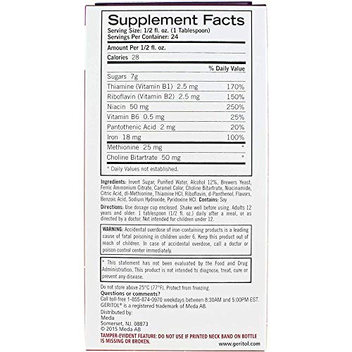 Botellas 12 onzas suplemento líquido Geritol vitaminas B