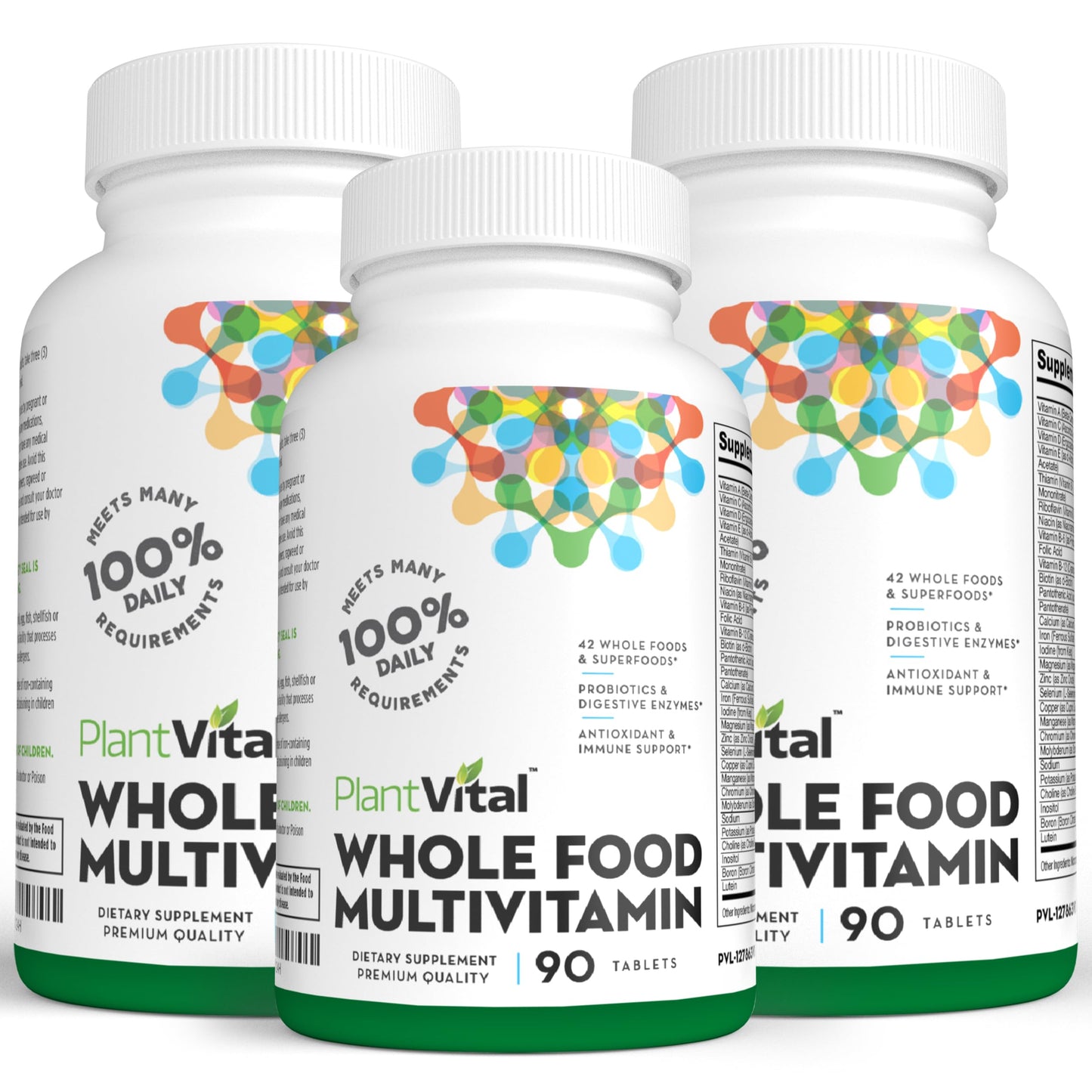 Botellas de multivitaminas Plantvital superalimentos